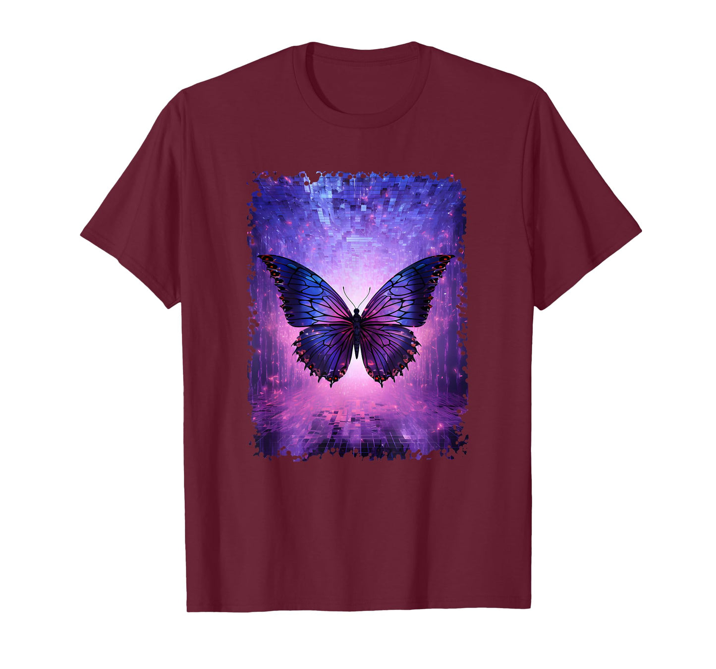 Butterfly Lover Insect Men Women Purple Glitch Butterfly Art T-Shirt