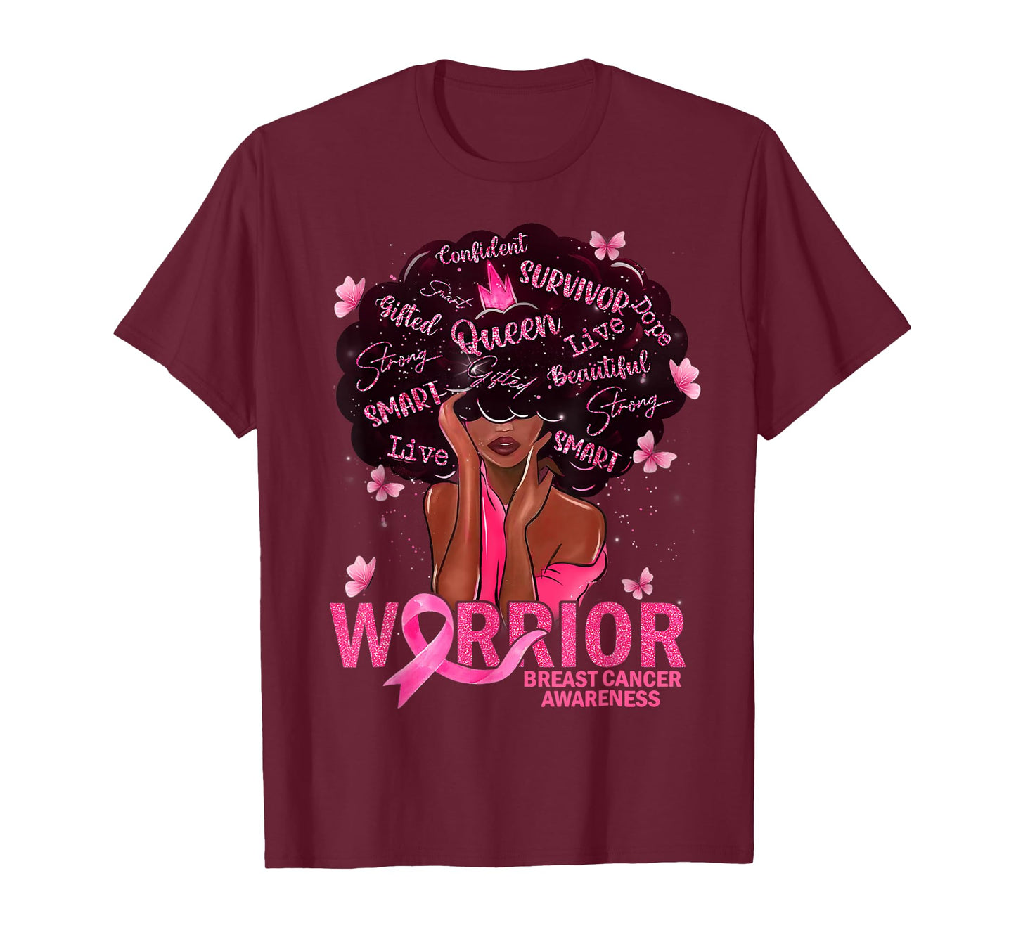 American African Black Women Queen Breast Cancer Warrior T-Shirt