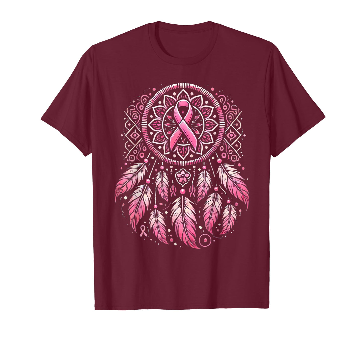 Pink Ribbon Native Indian Dream Catcher Art Breast Cancer T-Shirt