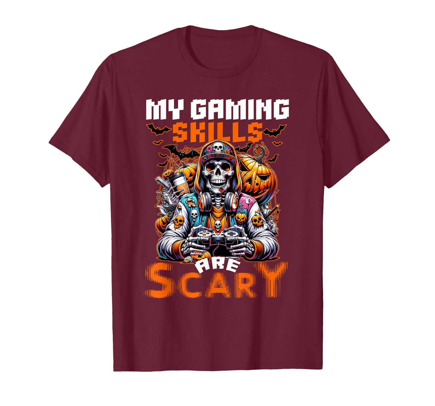 My Gaming Skills are Scary Halloween Gamer Boys Kids T-Shirt
