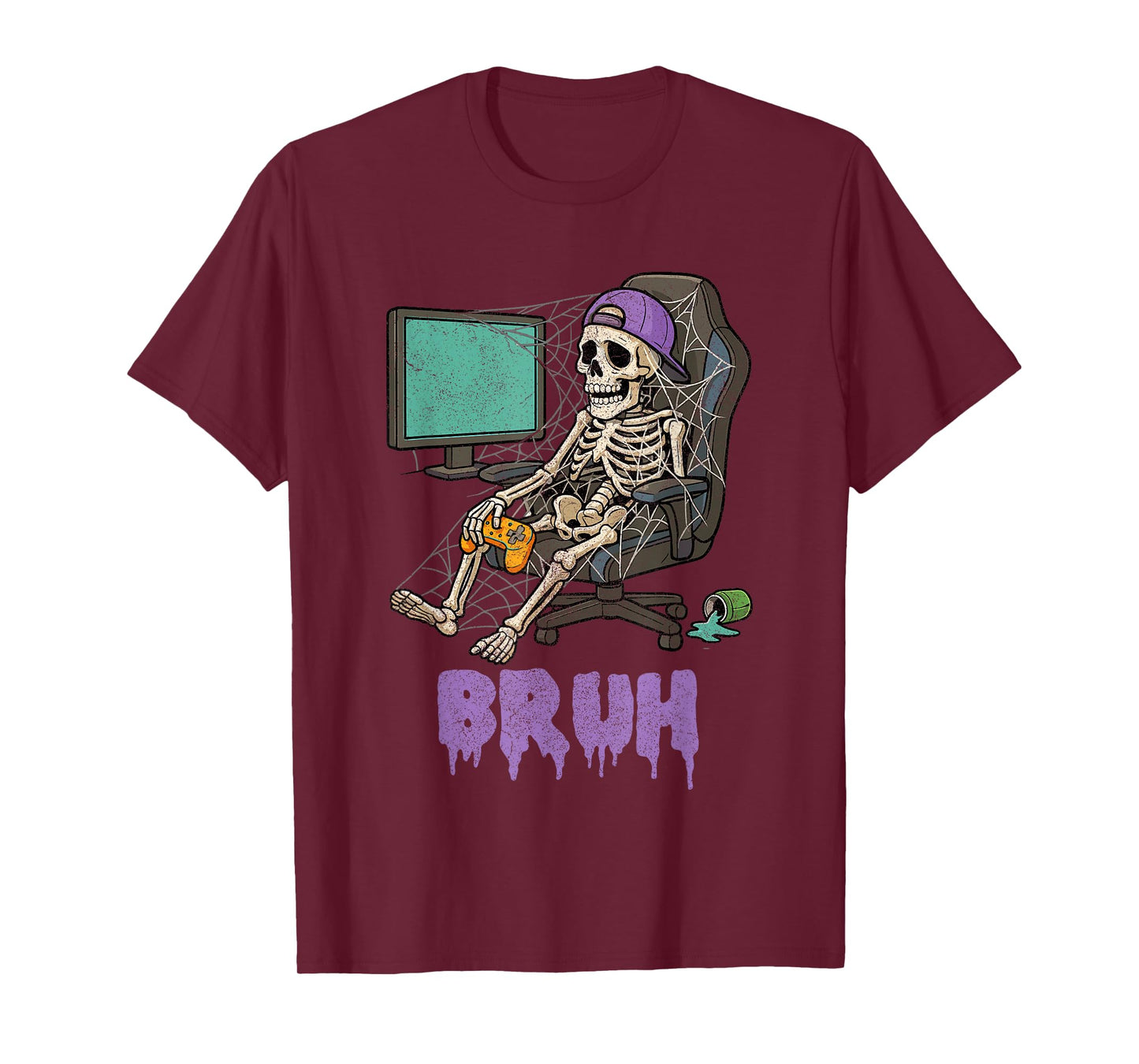 Funny Gamer Skeleton Gamer Teen Boys Video Gaming Bruh T-Shirt