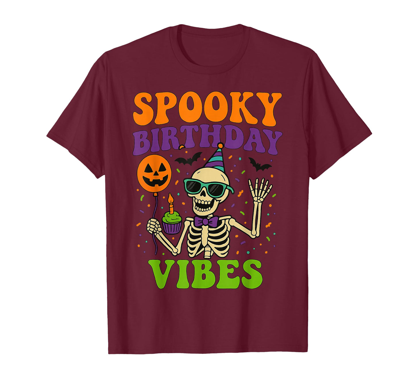 Spooky Birthday Vibes Skeleton Party Design T-Shirt