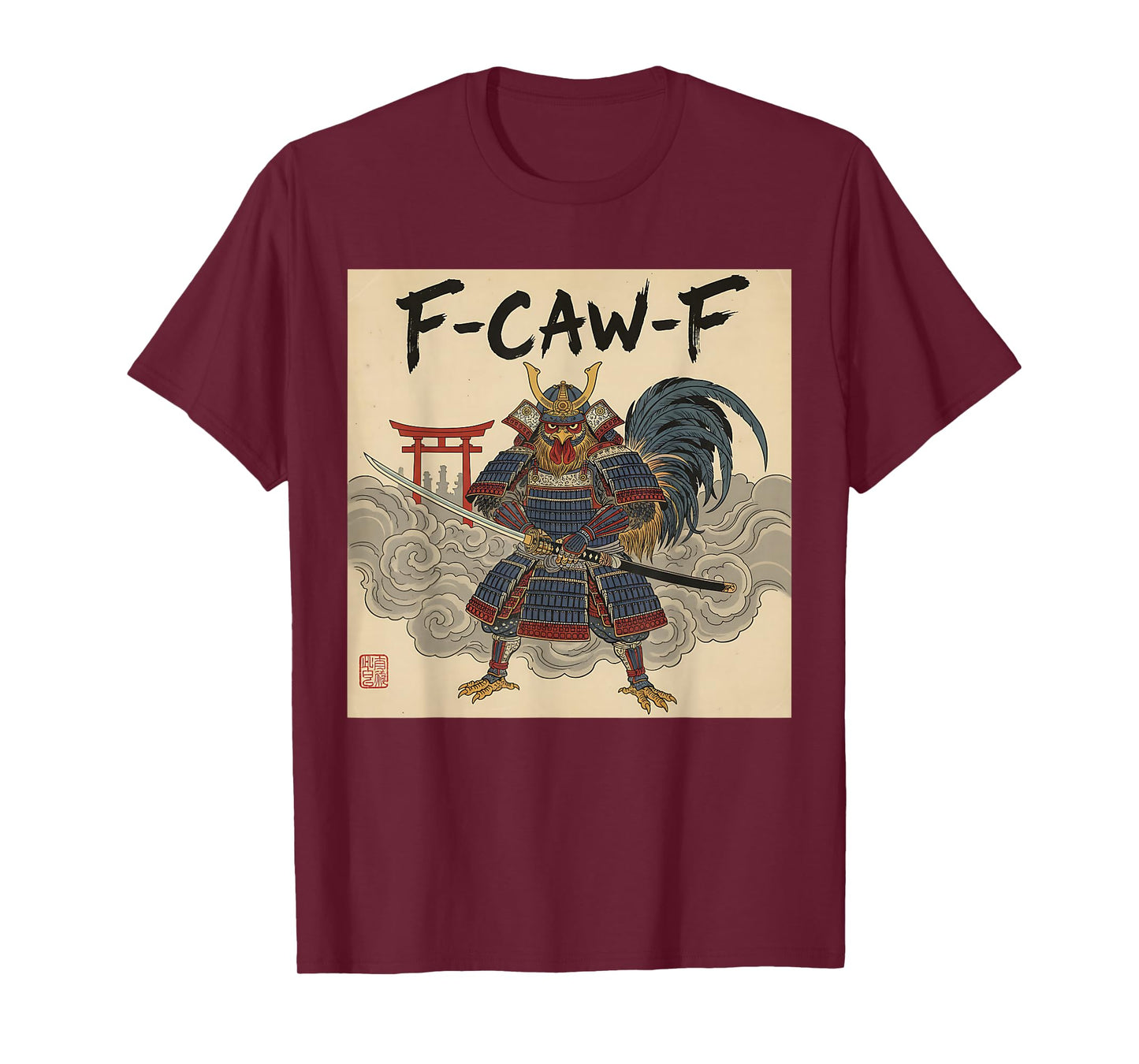 Retro Samurai F-Caw-F Chicken Warrior Japanese Chicken Ninja T-Shirt