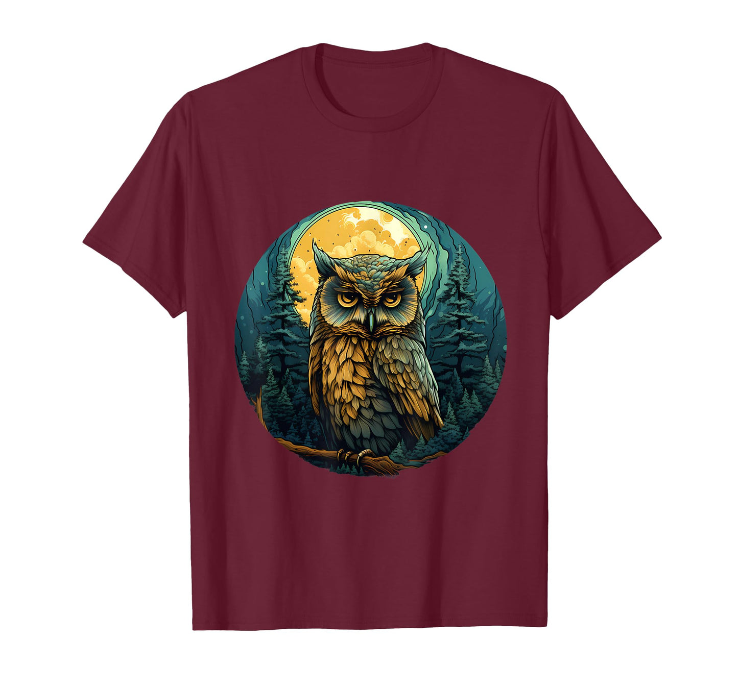 Owl Artwork Animal Art Colourful Nature Wildlife Landscape T-Shirt