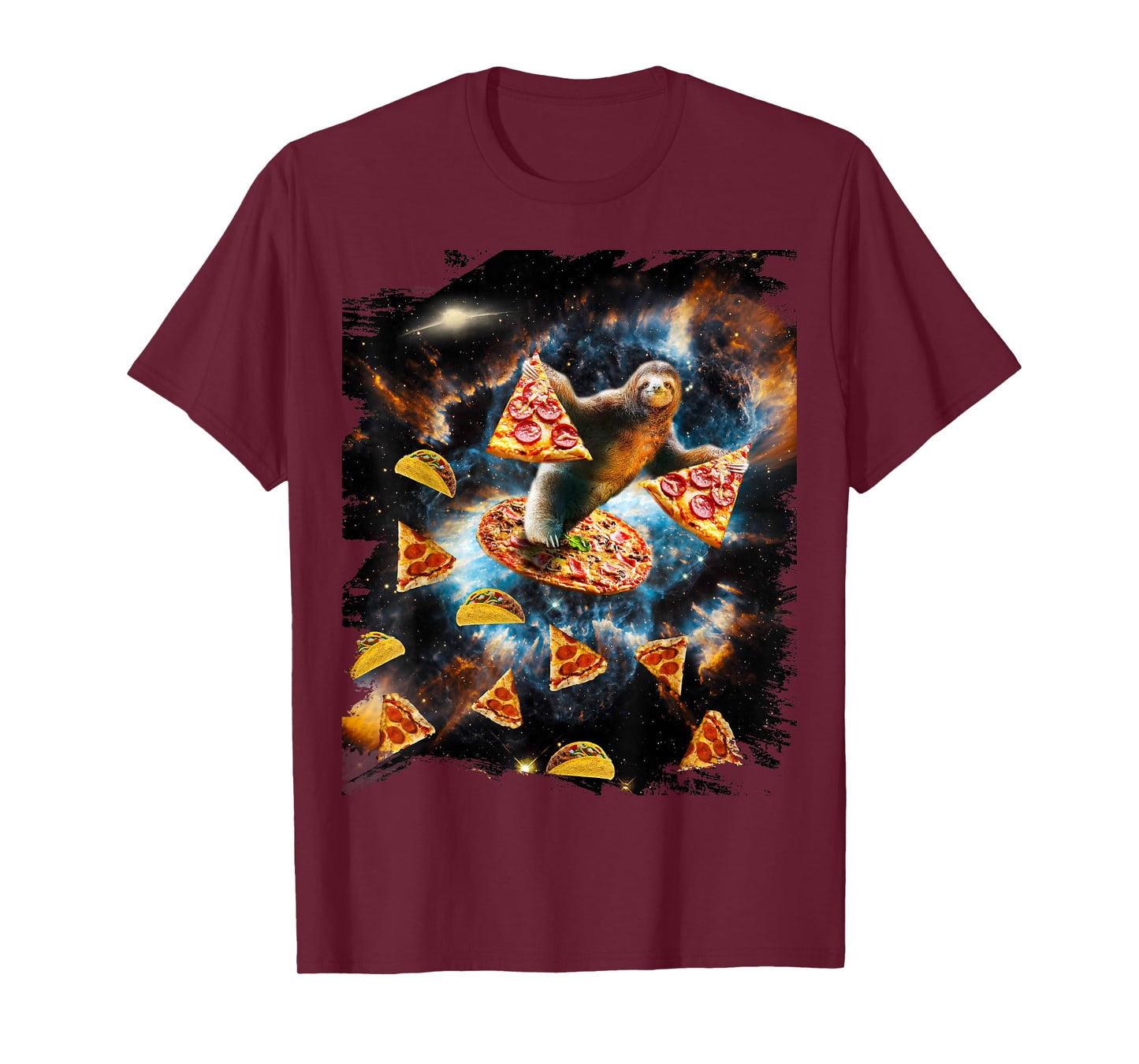 Galaxy Sloth Eating Pizza Taco In Space T-Shirt