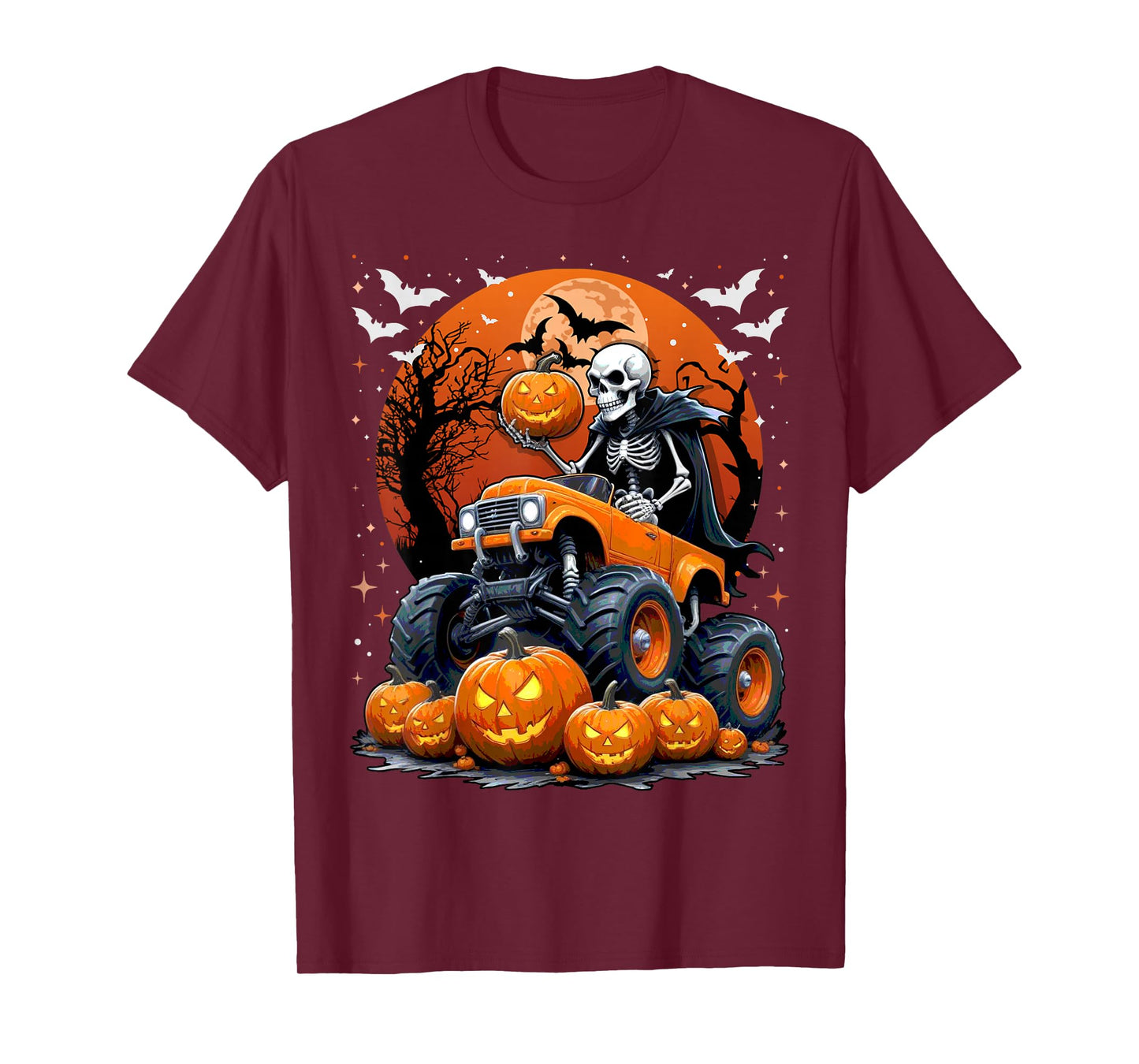 Monster Truck Halloween Jack O Lantern Moon Pumpkin Toddler T-Shirt