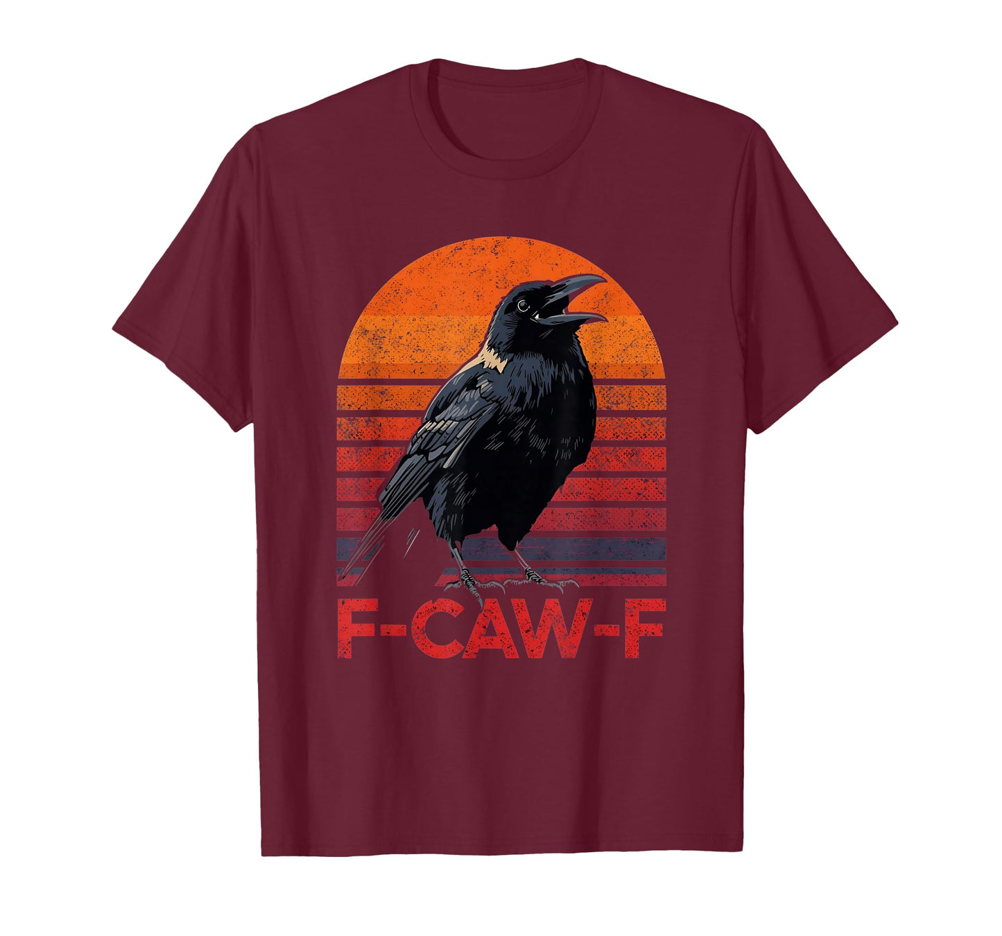 F-Caw-F Black Crow Black Bird Retro Sunset Vintage F-Caw-F T-Shirt