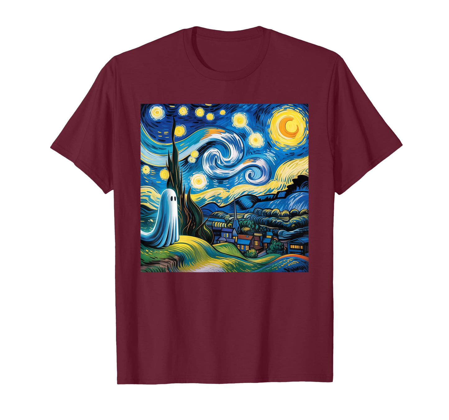 Funny Halloween Boo Sheet Ghost Starry Night Van Gogh Boys T-Shirt
