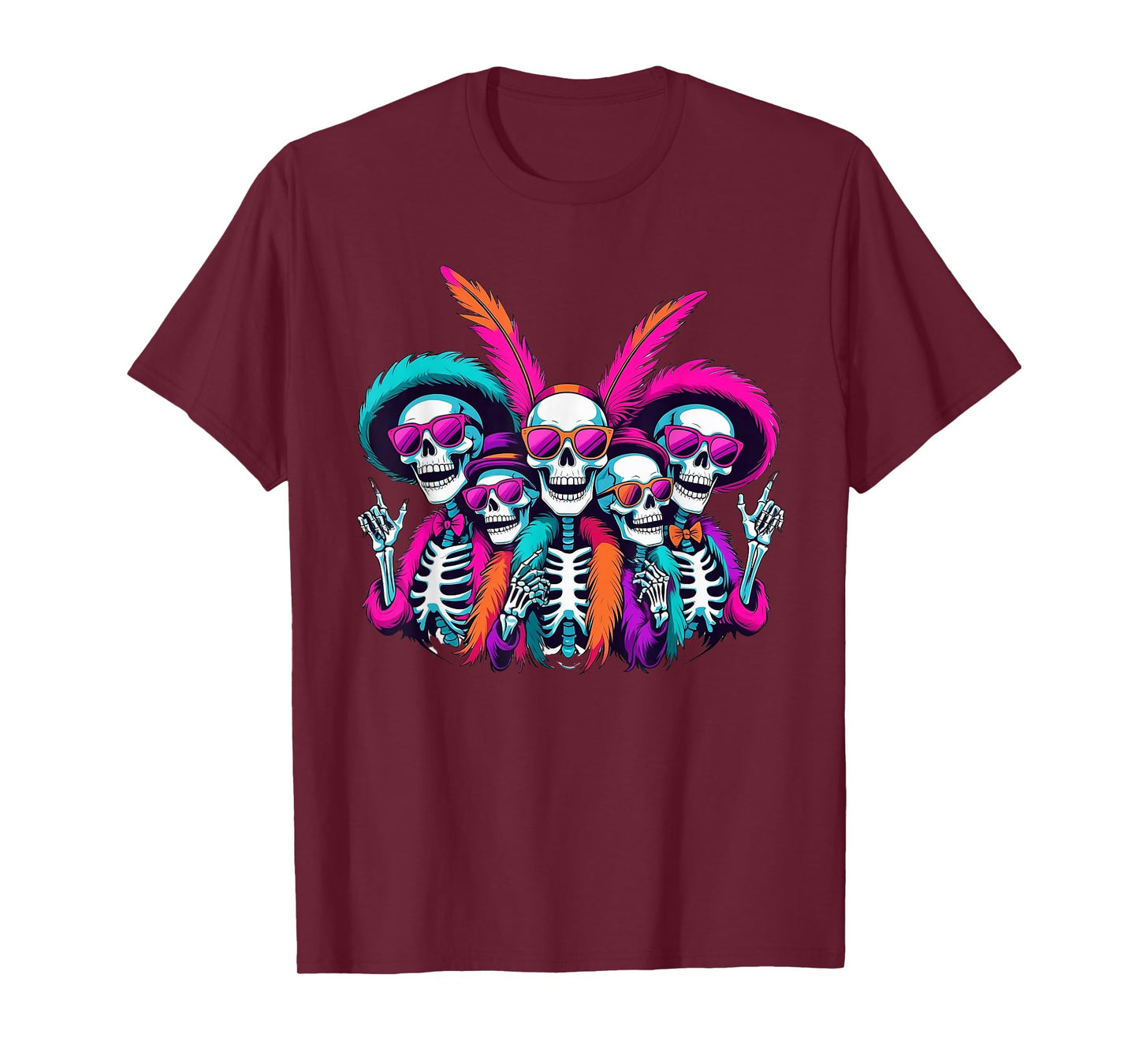 Retro Skeleton Dance Party – Funky Halloween Vibes T-Shirt