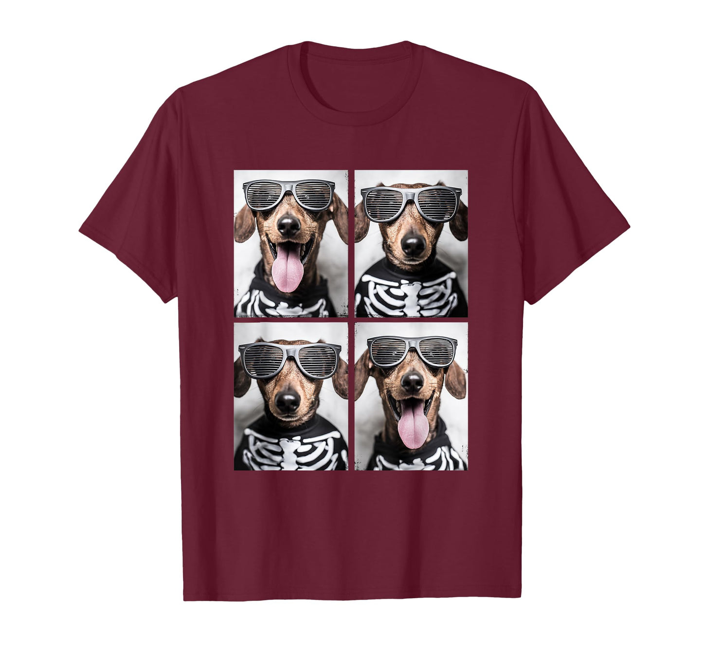 Dachshunds with Sunglasses Skeleton Costume Halloween Dogs T-Shirt