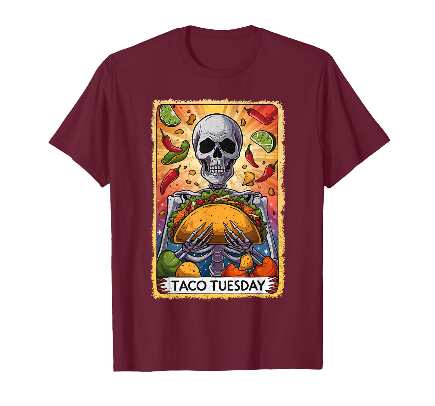 Tarot Taco Tuesday Skeleton Taco Lover Design T-Shirt