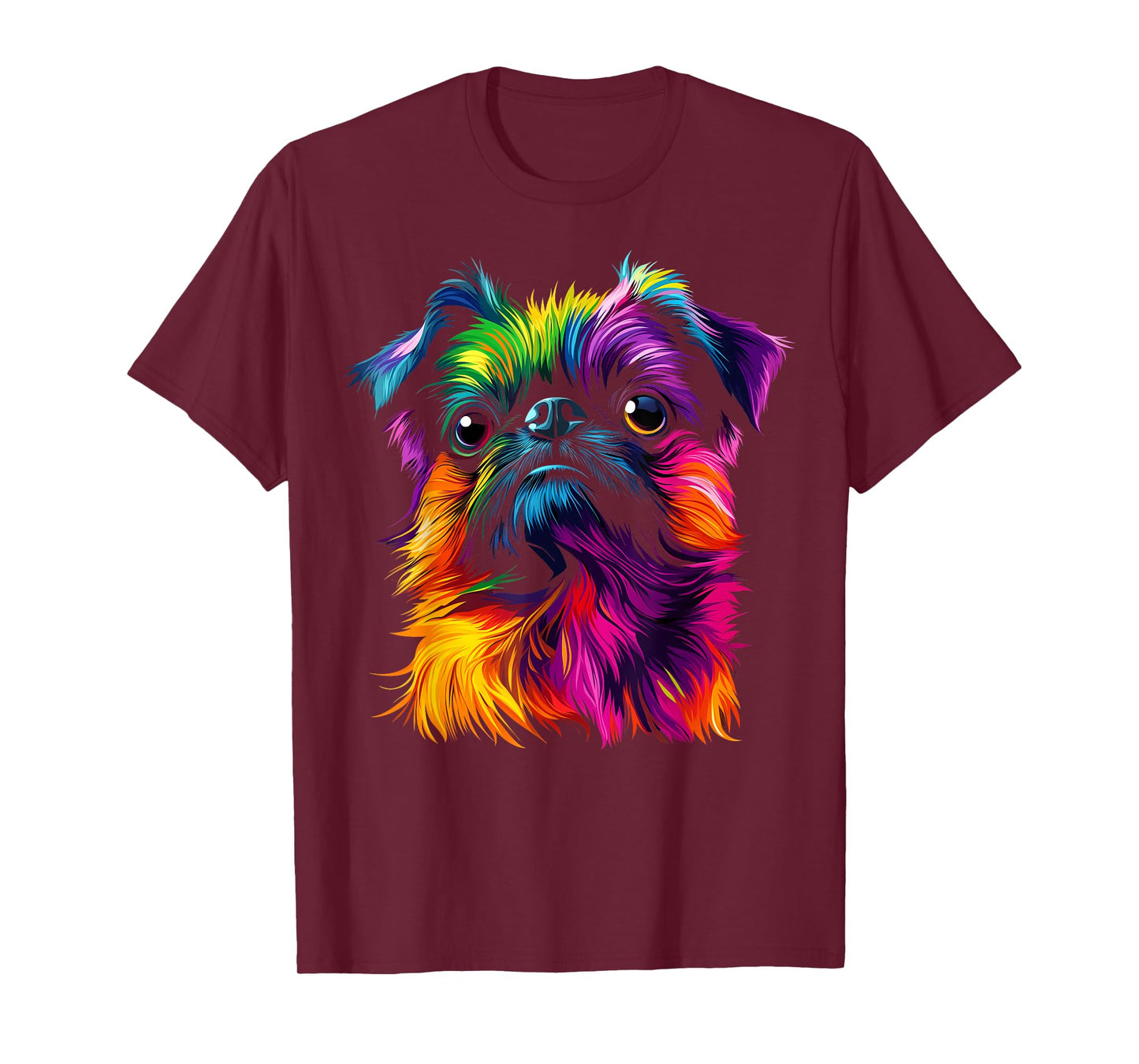 Colorful Brussels Griffon Face Dog Lover Men Women Black T-Shirt