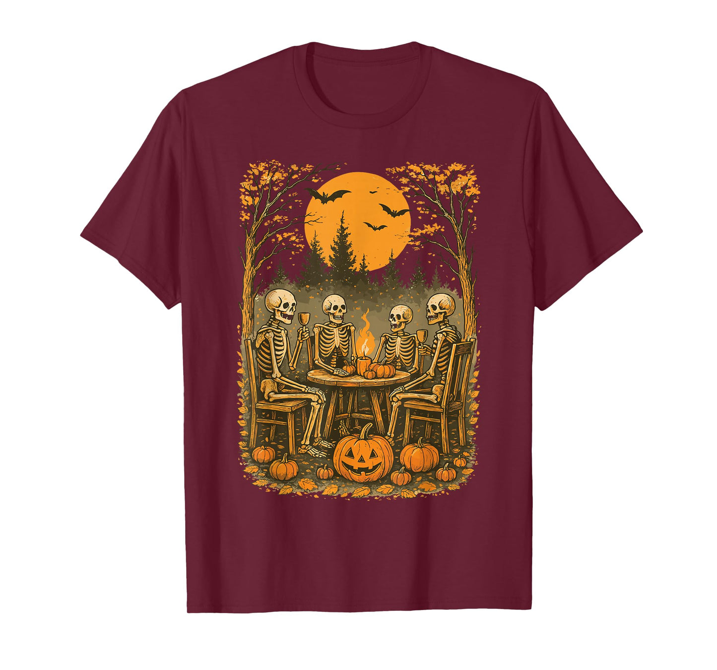 Vintage Ghost Gothic Skeleton Camping Halloween Men Women T-Shirt