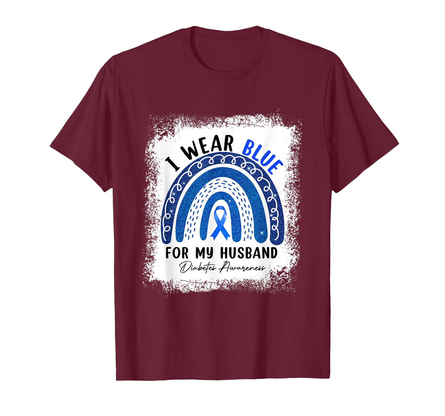Rainbow I Wear Blue Ribbon For My Husband Diabetes Awareness T-Shirt