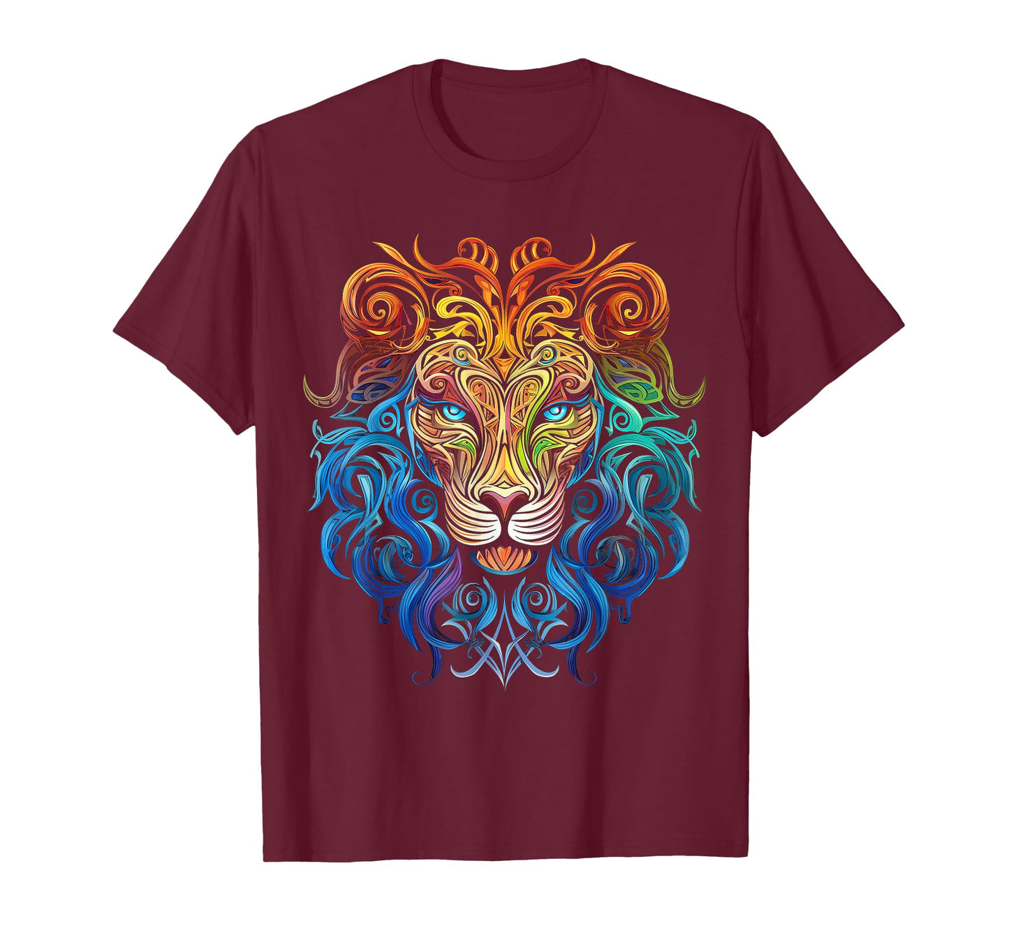 Lion Mandala Art Animal Love Colorful Graphic Lion T-Shirt