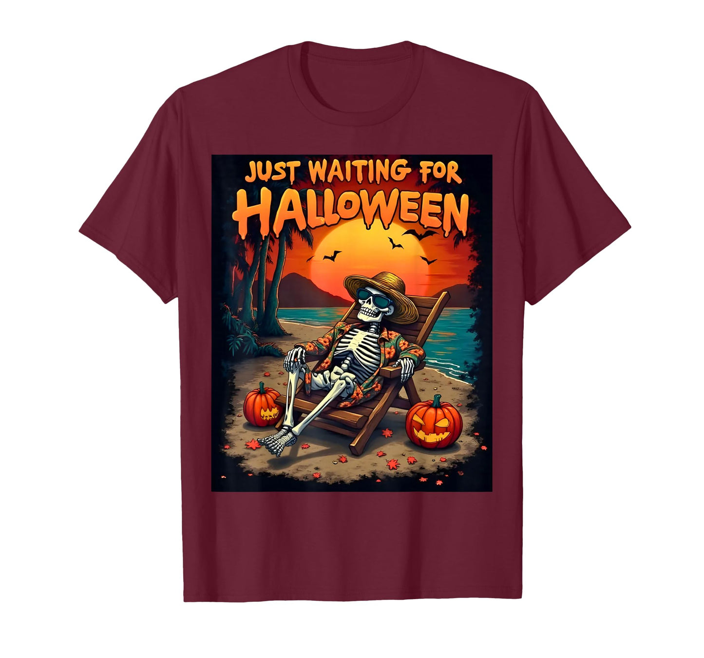 Spooky Summer Skeleton Relaxing and Just Waiting for Hallowe T-Shirt