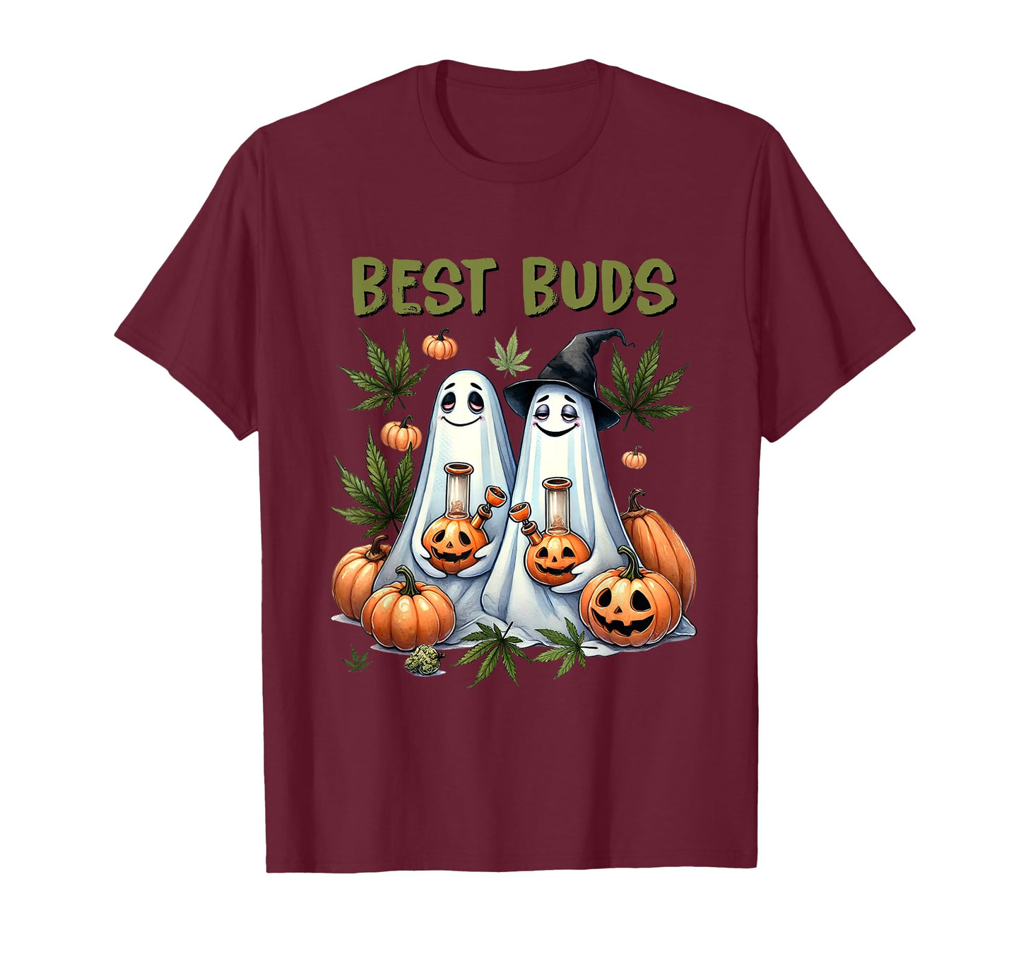 Marijuana Best Buds Ghost 420 Weed Cannabis Funny Halloween T-Shirt