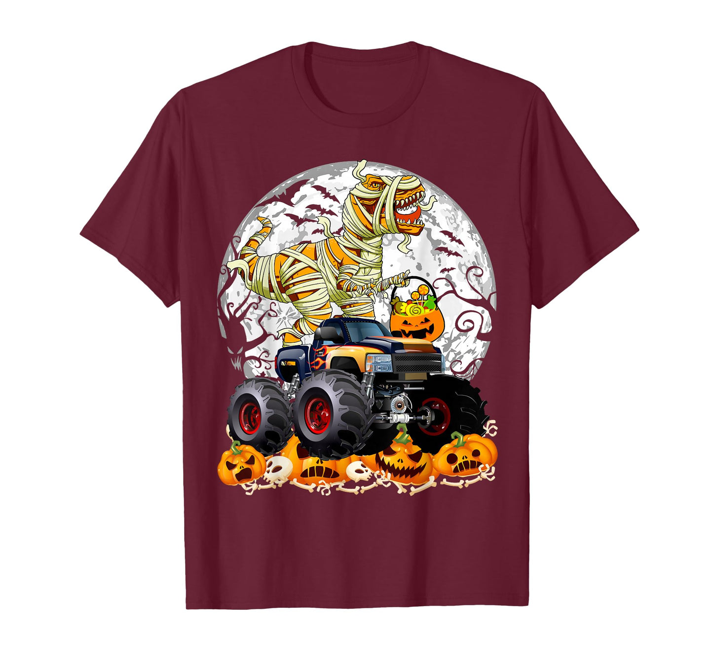 Mummy Dinosaur T-Rex Candy Monster Truck Halloween T-Shirt