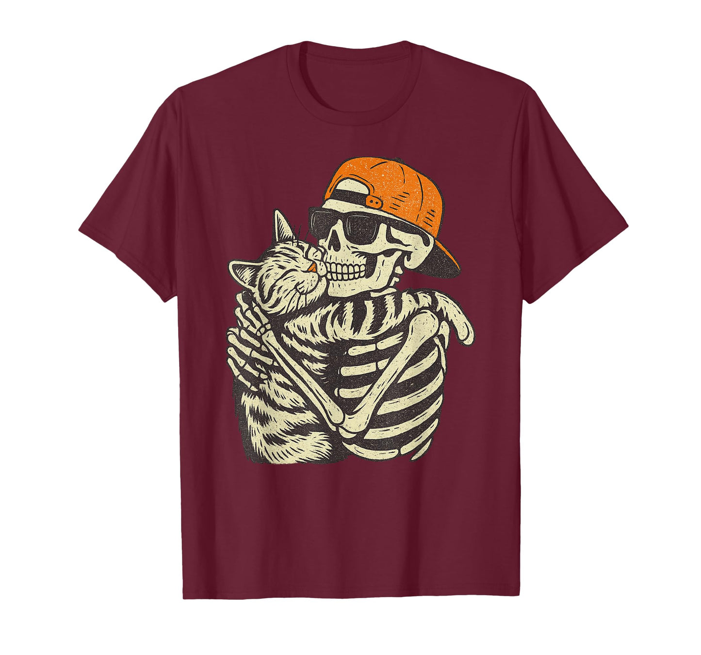 Vintage Halloween Skeleton Cat Funny Spooky Costume T-Shirt