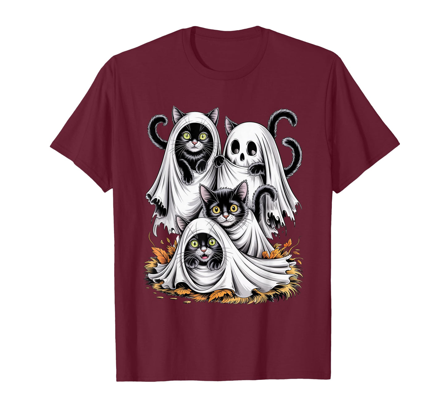 Funny Black Cat Ghost Witch Halloween Costume Men Women Kids T-Shirt