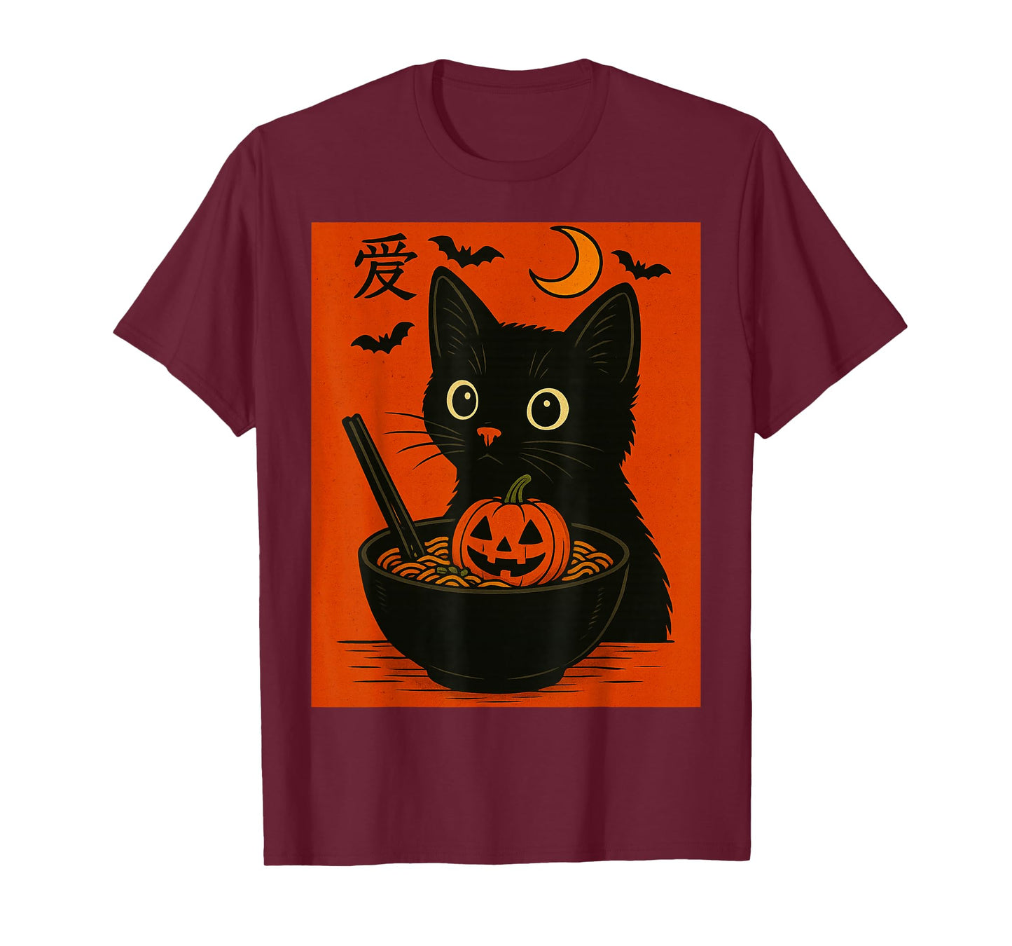 Funny Cat Ramen Halloween Pumpkin Japanese Kawaii Anime Cat T-Shirt