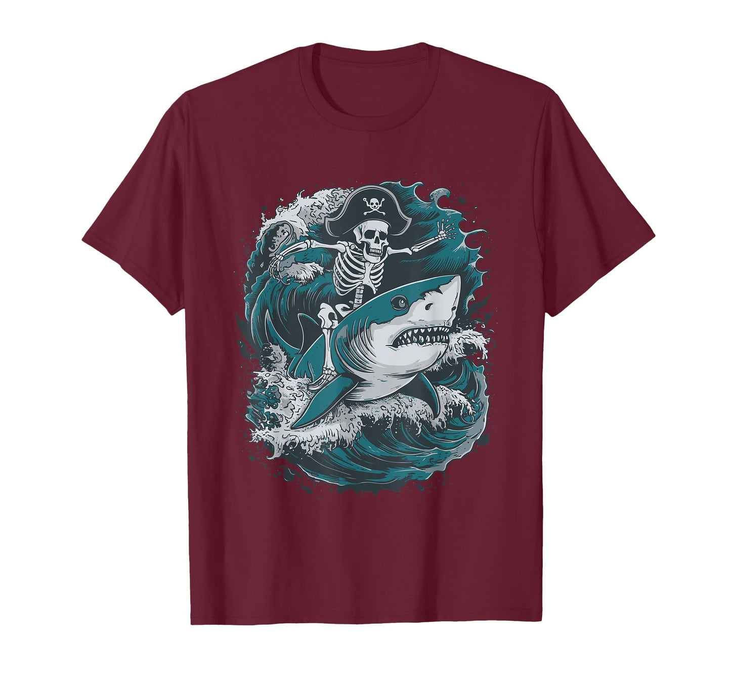 Skeleton Riding Shark T-Shirt