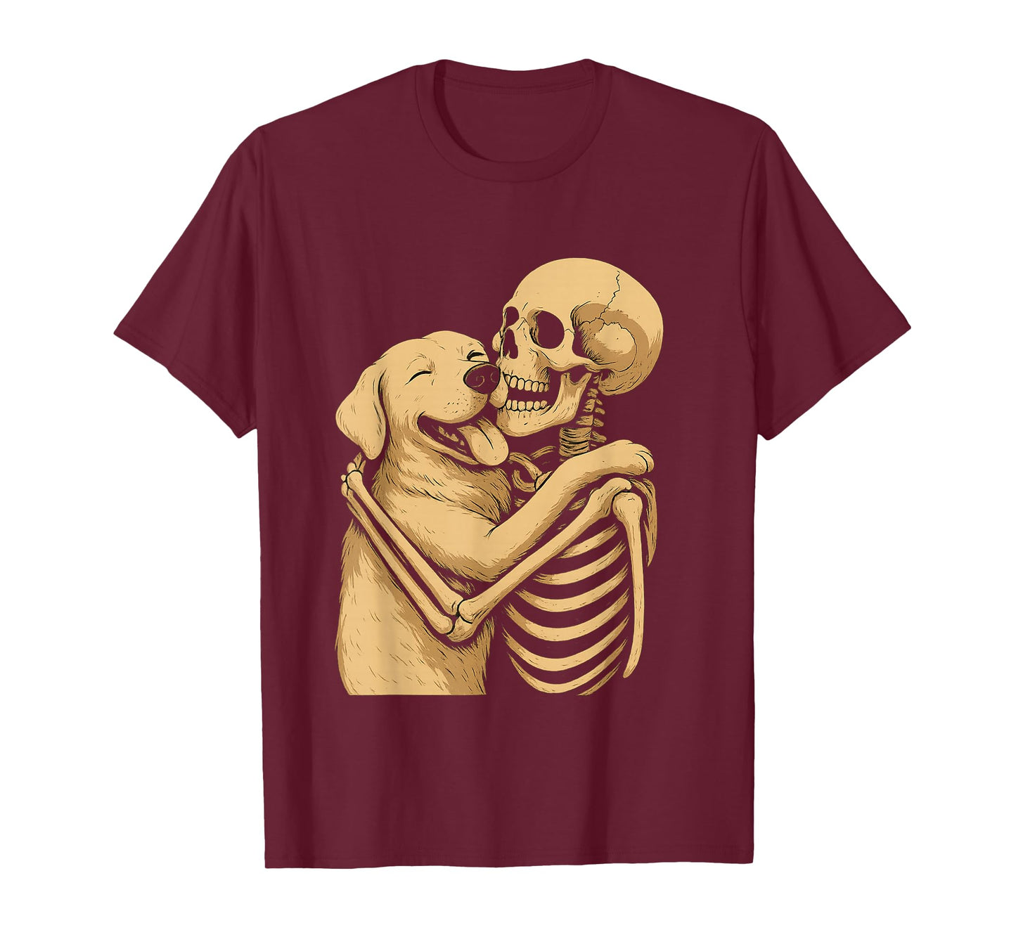 Skeleton Hugging Dog Halloween Dog Lover Dog Mom Dad T-Shirt