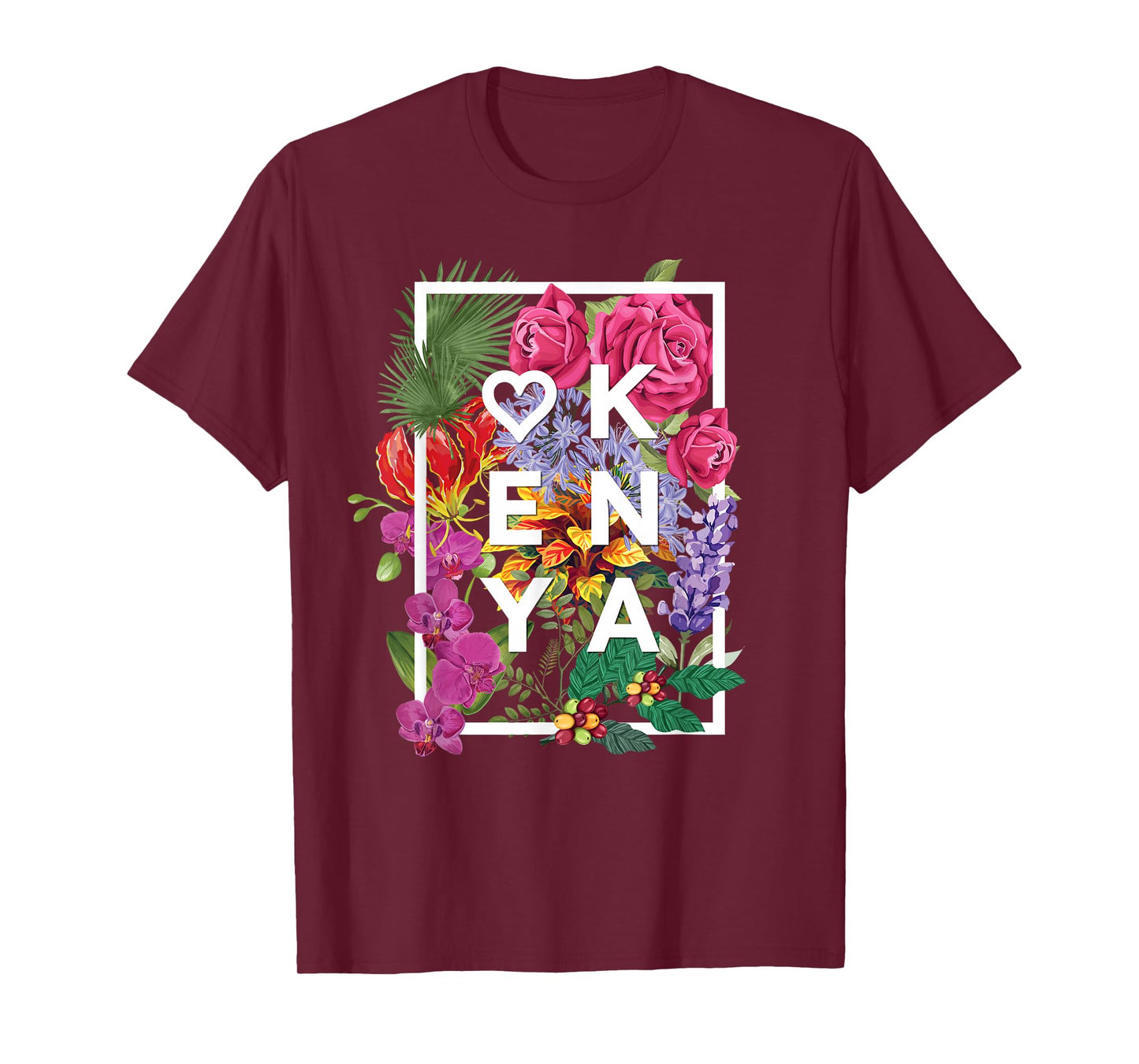 Flowers of Kenya Word Art - Kenyan Pride T-Shirt