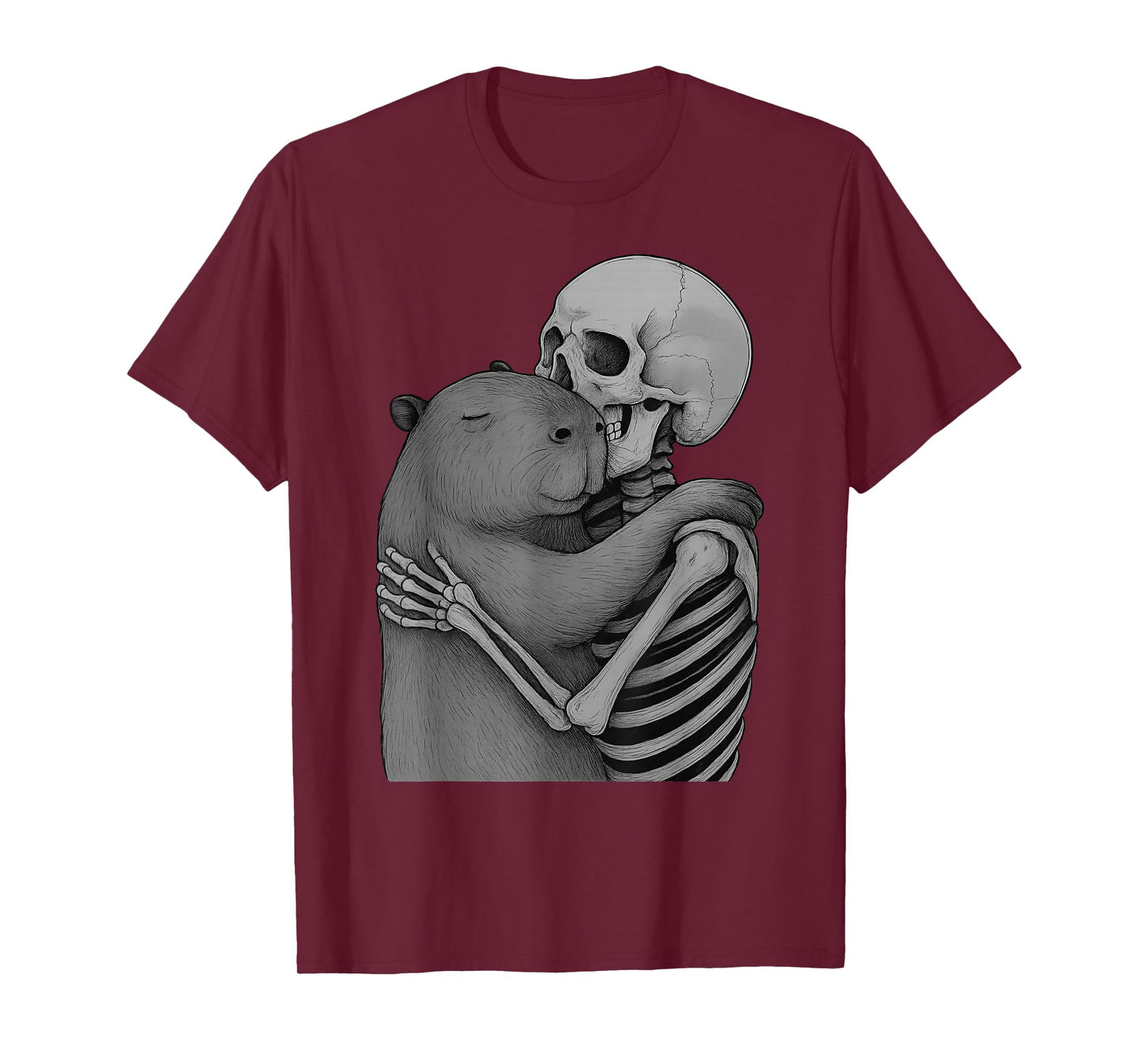 Capybara Skeleton Hug Halloween Animal Lover T-Shirt