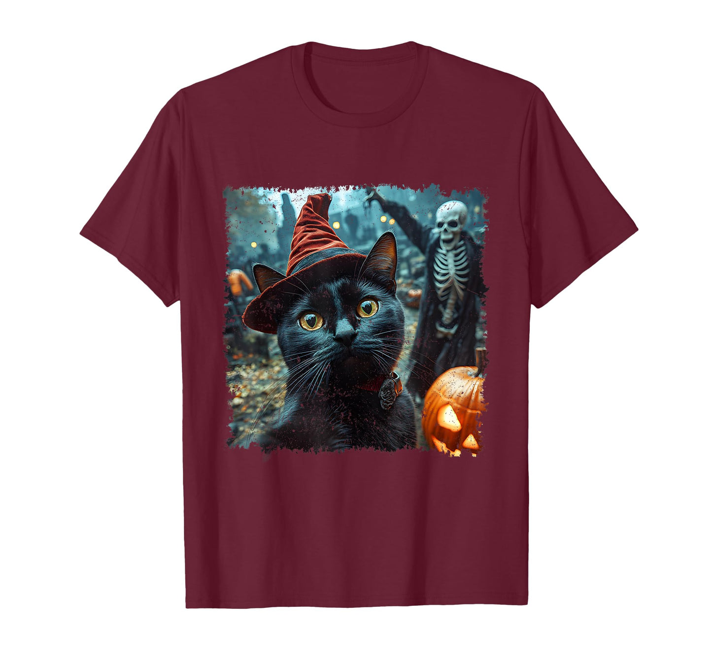 Black Cat Selfie Pumpkin Halloween Spooky Vibes T-Shirt