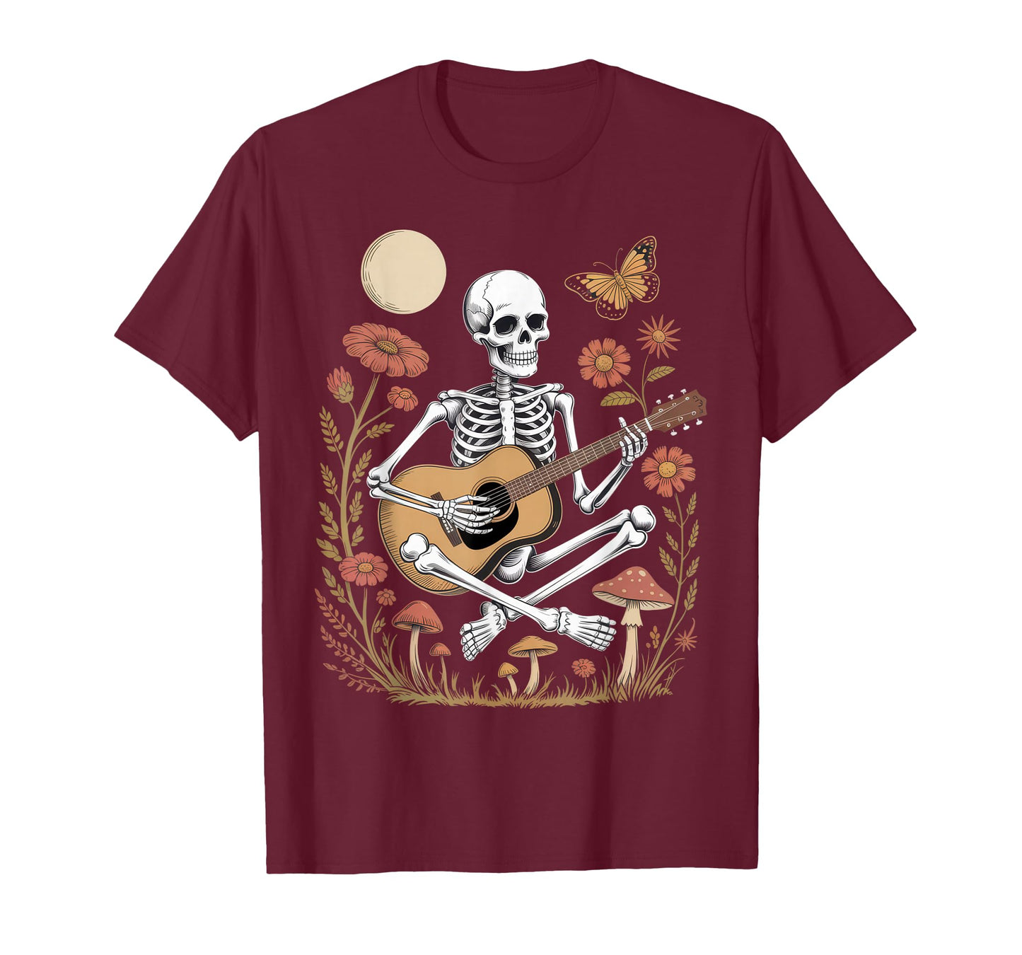 Skeleton Guitarist Music Lover Spooky Halloween Vibes T-Shirt