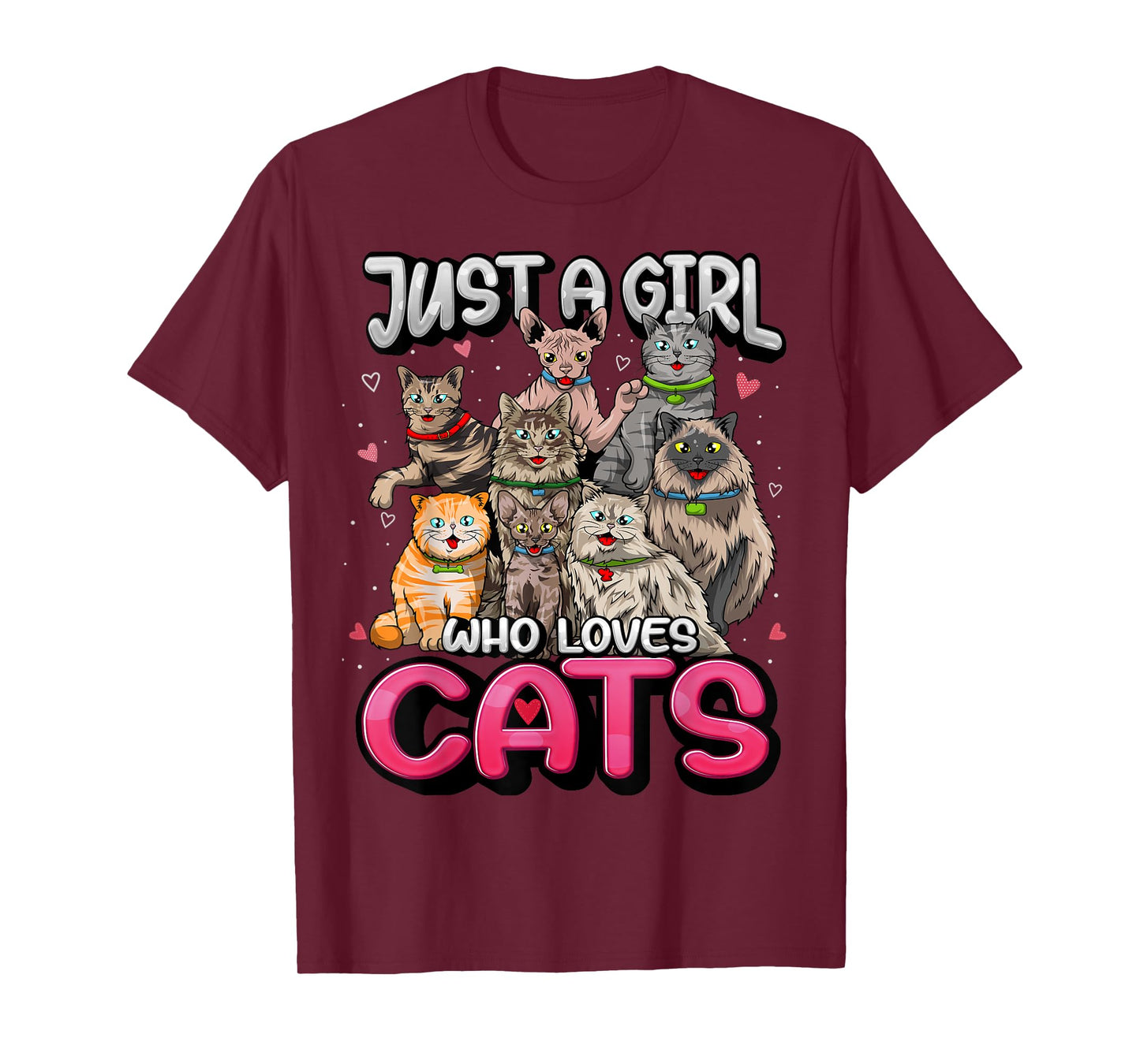 Just A Girl Who Loves Cats Shirt Cute Cat Lover Cat Mom Girl T-Shirt