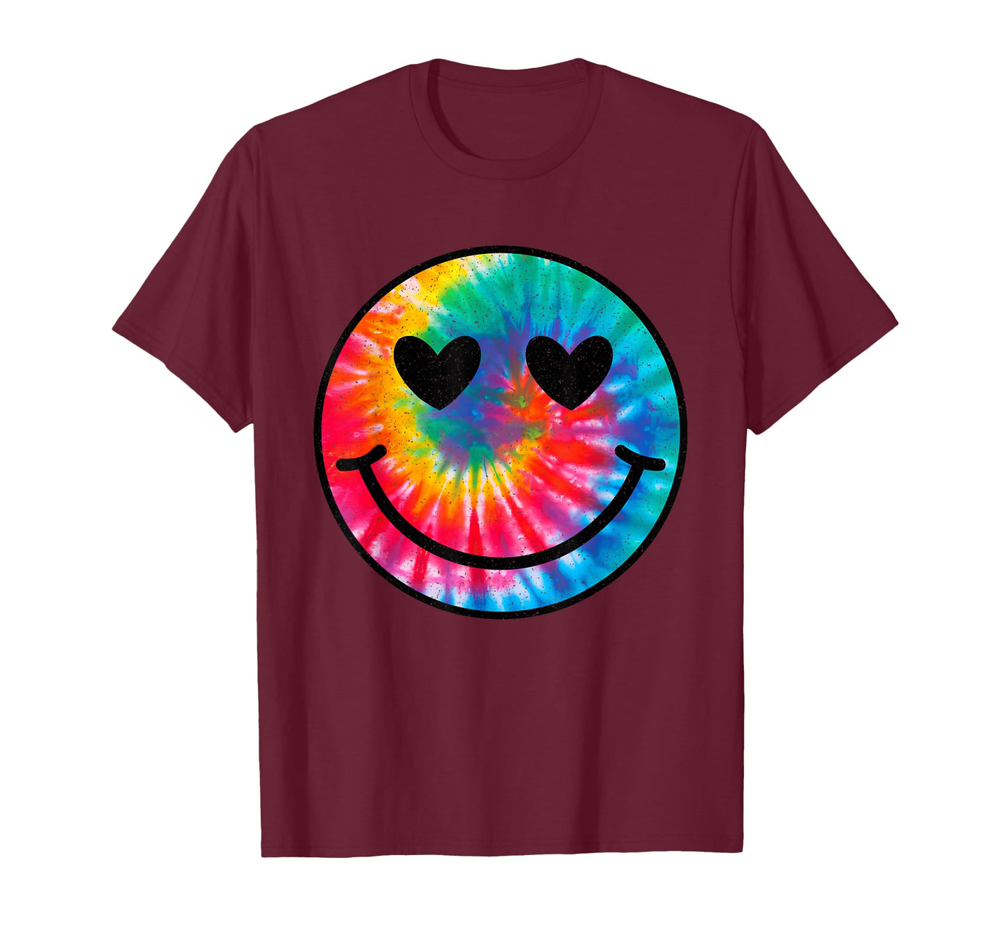 Retro Happy Face Tie Dye Checkered Pattern Smile Face Trendy T-Shirt