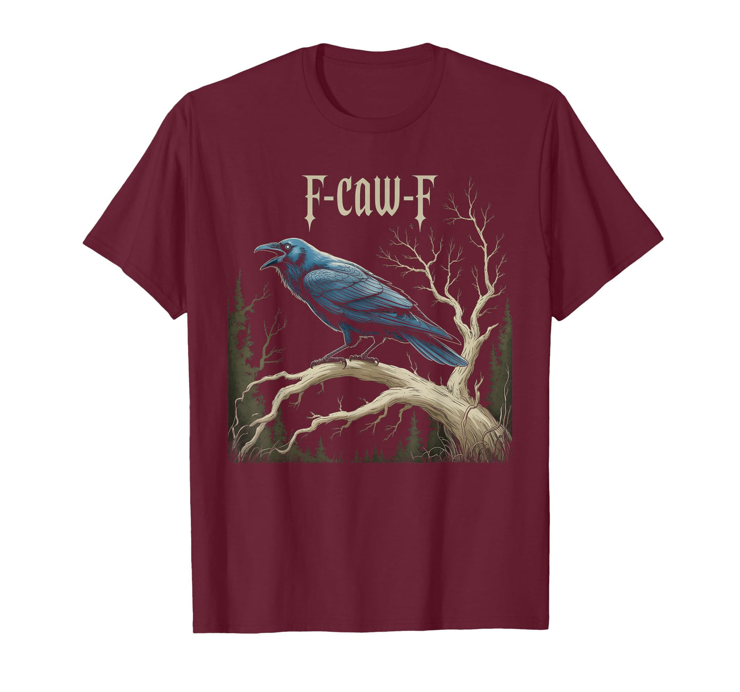 Black Crow, F-Caw-F Funny Black Bird Moon Gothic Adult Humor T-Shirt