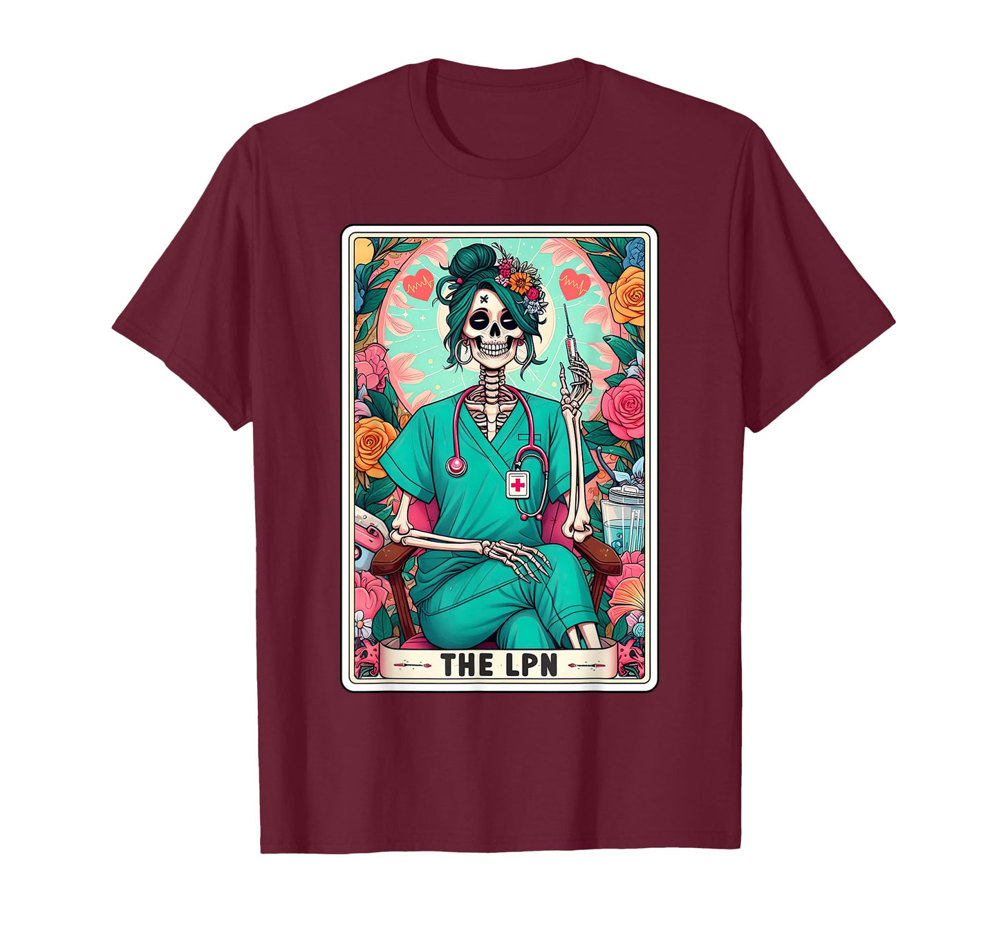 The LPN Tarot Card Skeleton Licensed Practical Nurse Nursing T-Shirt