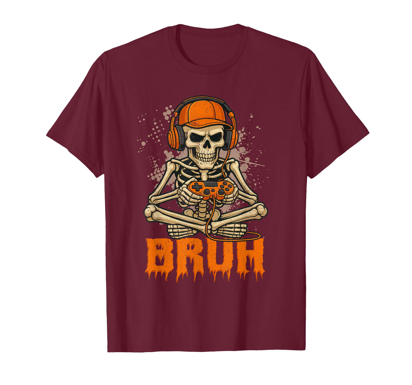 Bruh Halloween Boy Men Kids Gamer Mens Skeleton Funny Gaming T-Shirt