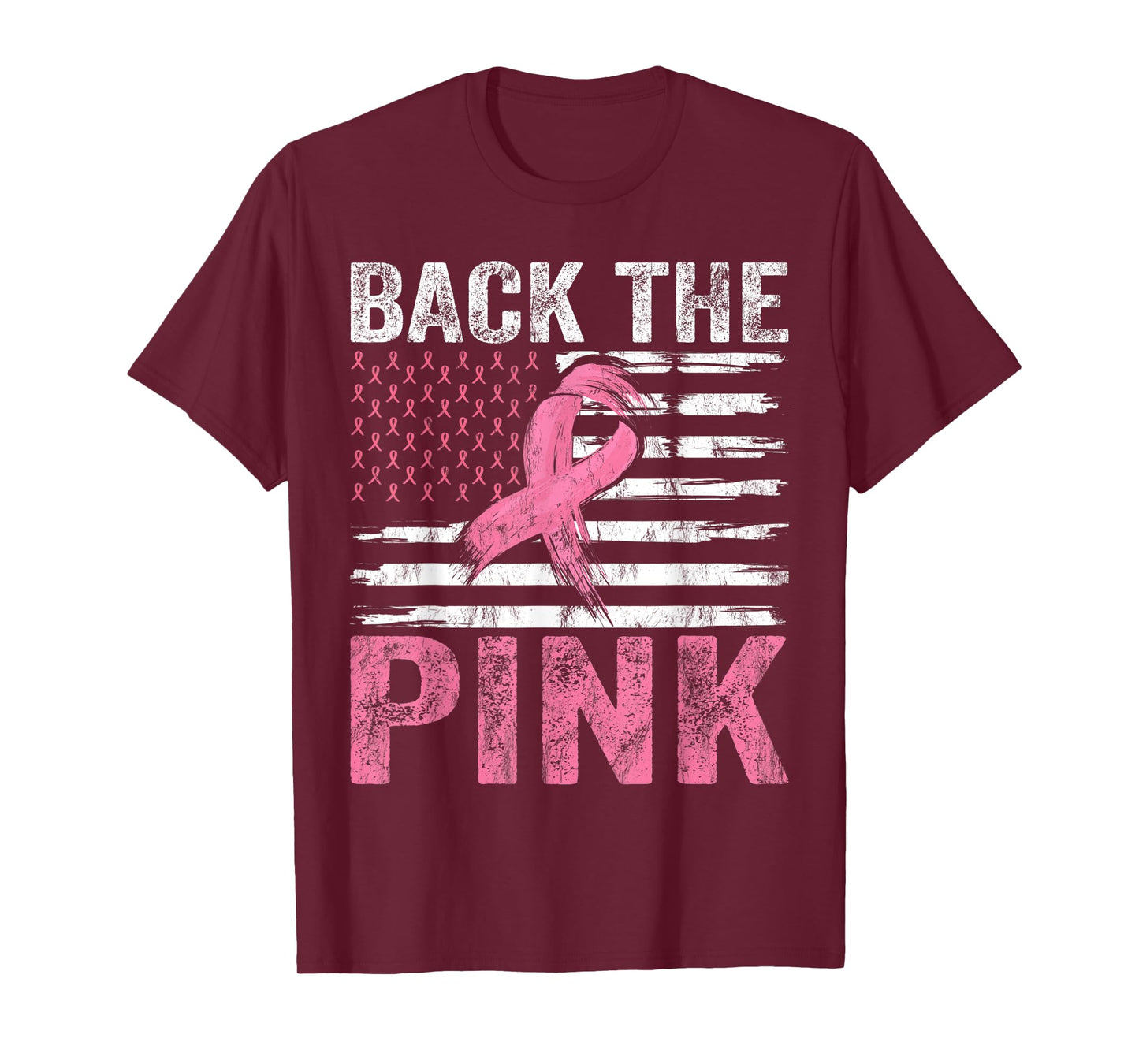 Breast Cancer Awareness USA Flag Design Back The Pink Ribbon T-Shirt