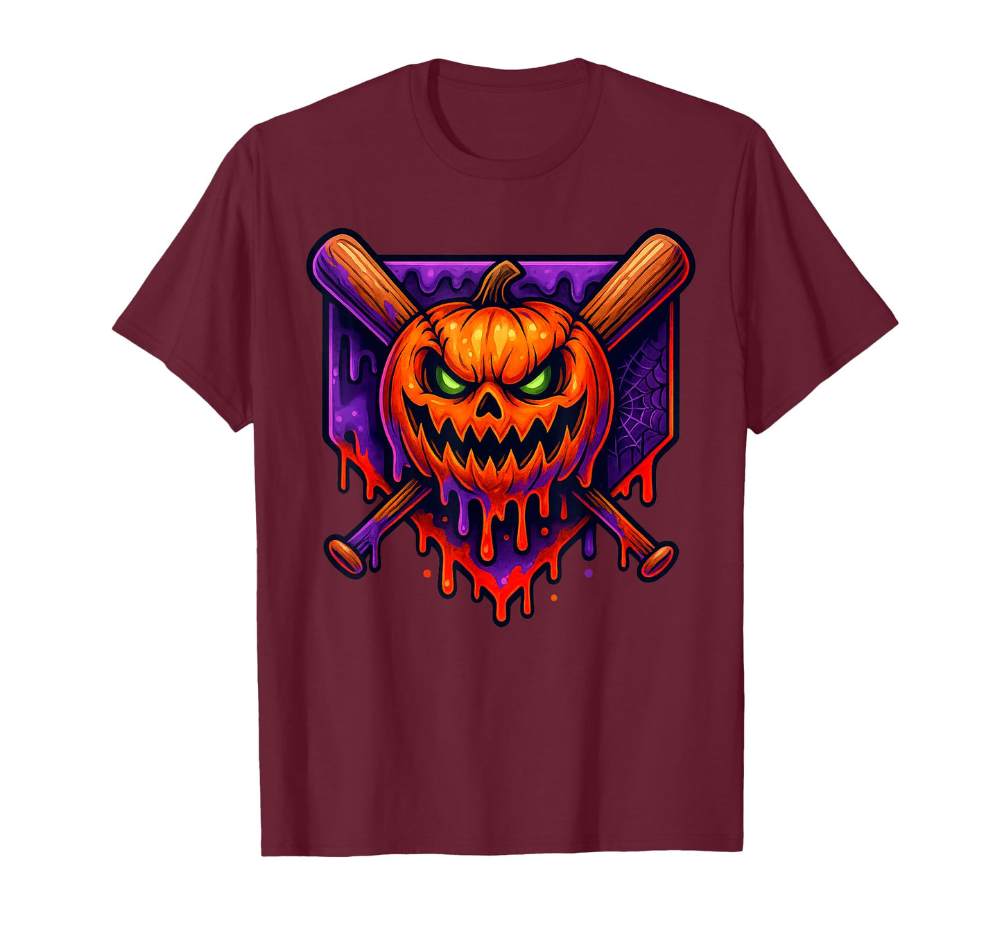 Skeleton Halloween Baseball Ice Cream Drip Spooky Boys Youth T-Shirt