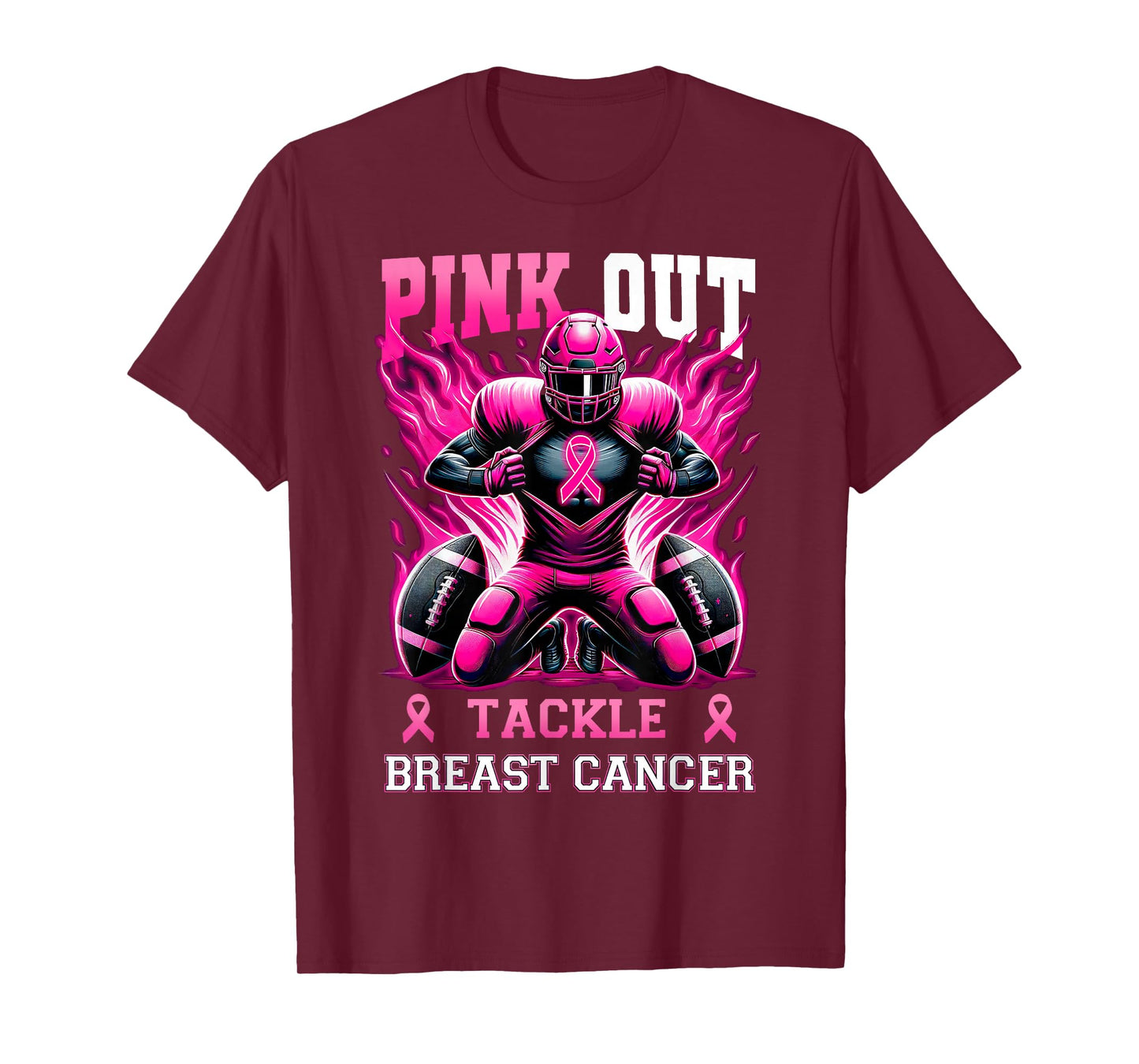 Pink Out Tackle Breast Cancer Awareness Football Mom Sports T-Shirt