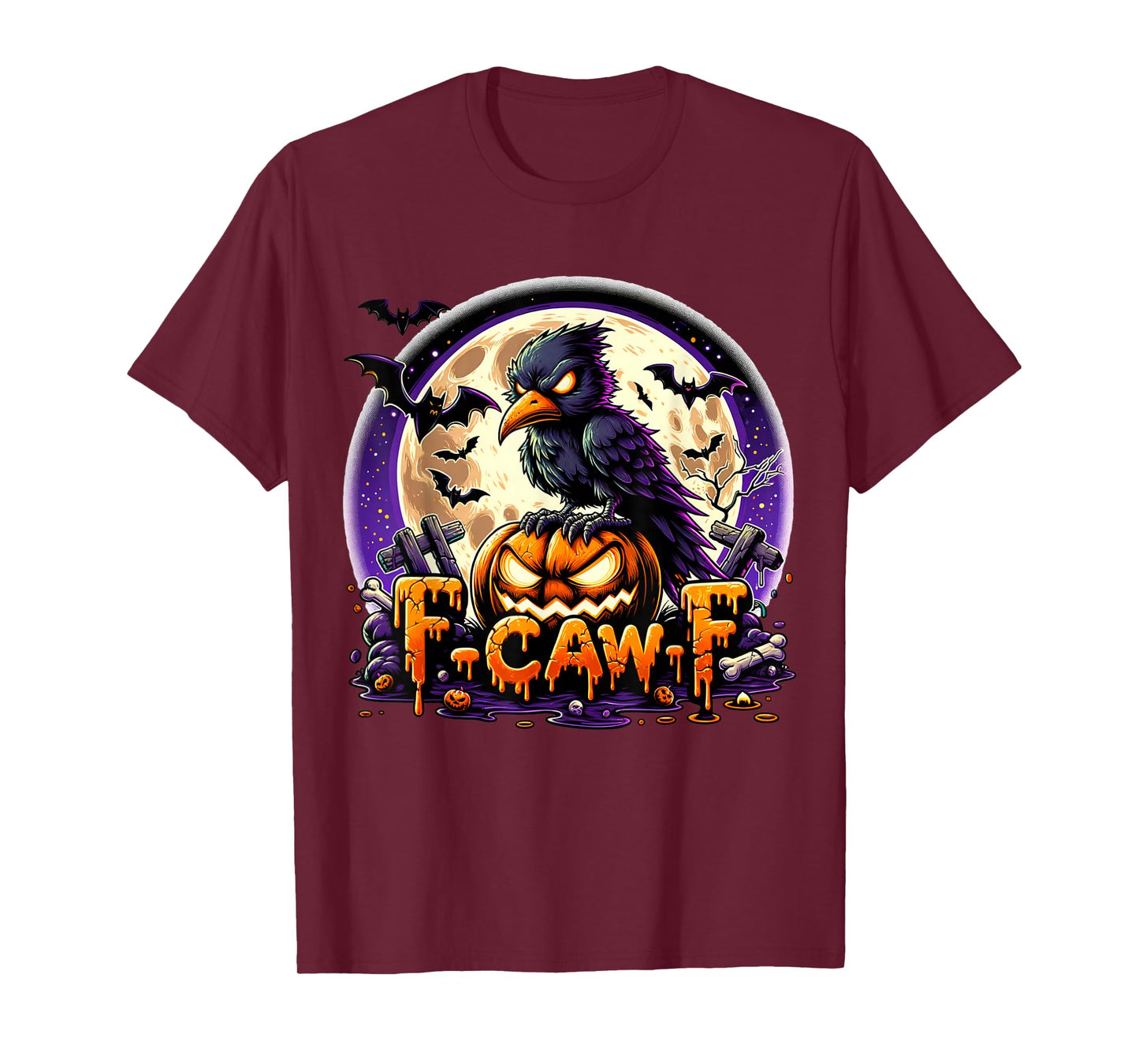 F-CAW-F Crow Funny Offensive Rude Halloween Pumpkin Design T-Shirt
