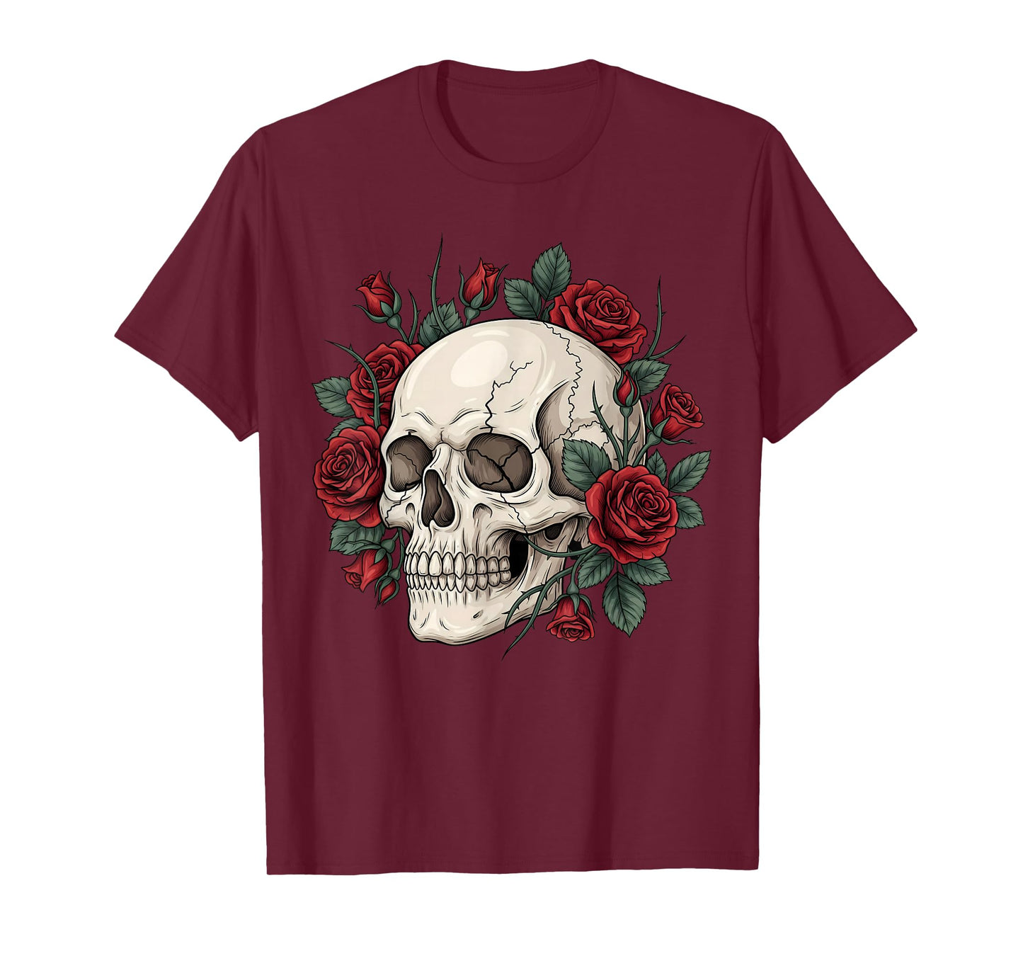 Rose Skeleton Skull Flower Gothic Halloween Costume Floral T-Shirt