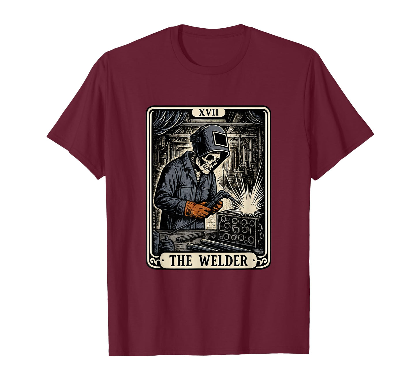 The Welder Welding Tarot Card Funny Skeleton Metal Worker T-Shirt
