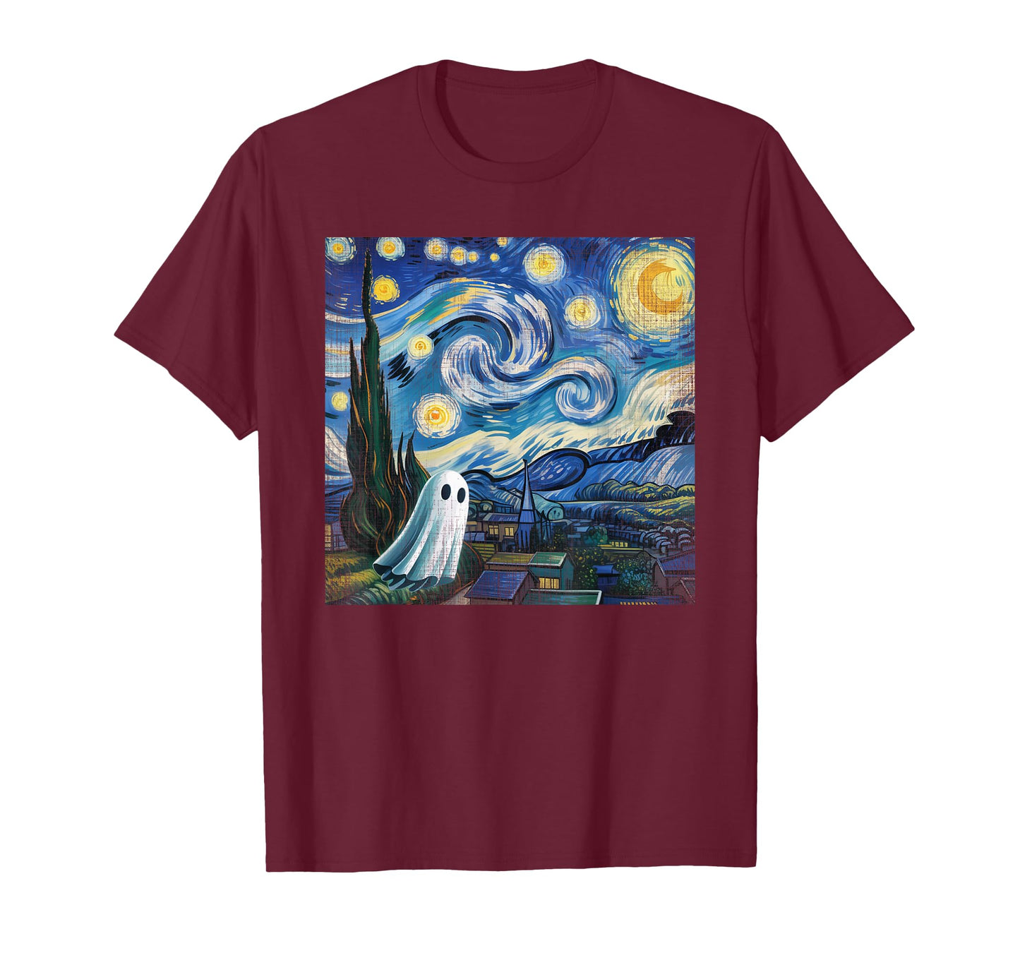 Funny Halloween Boo Sheet Ghost Starry Night Van Gogh Boys T-Shirt