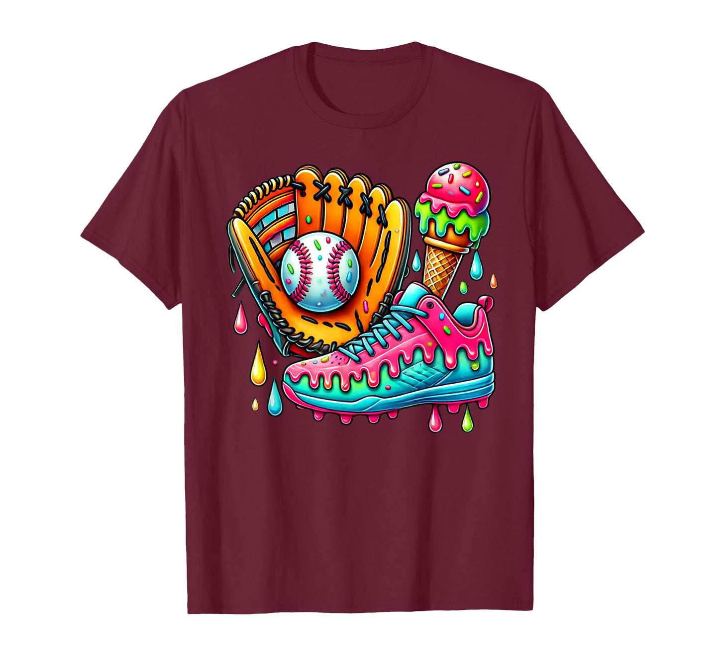 Ice Cream Drip Baseball Stuff Baseball Drip For Boys Kids T-Shirt