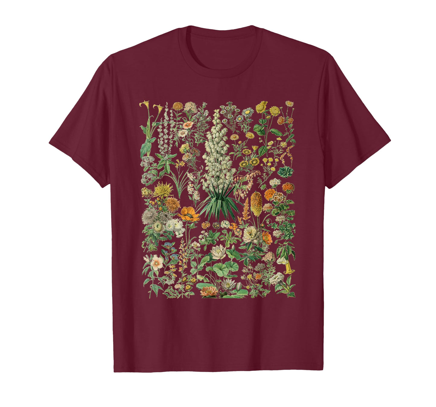 Vintage Inspired Flower Botanical Chart T-Shirt