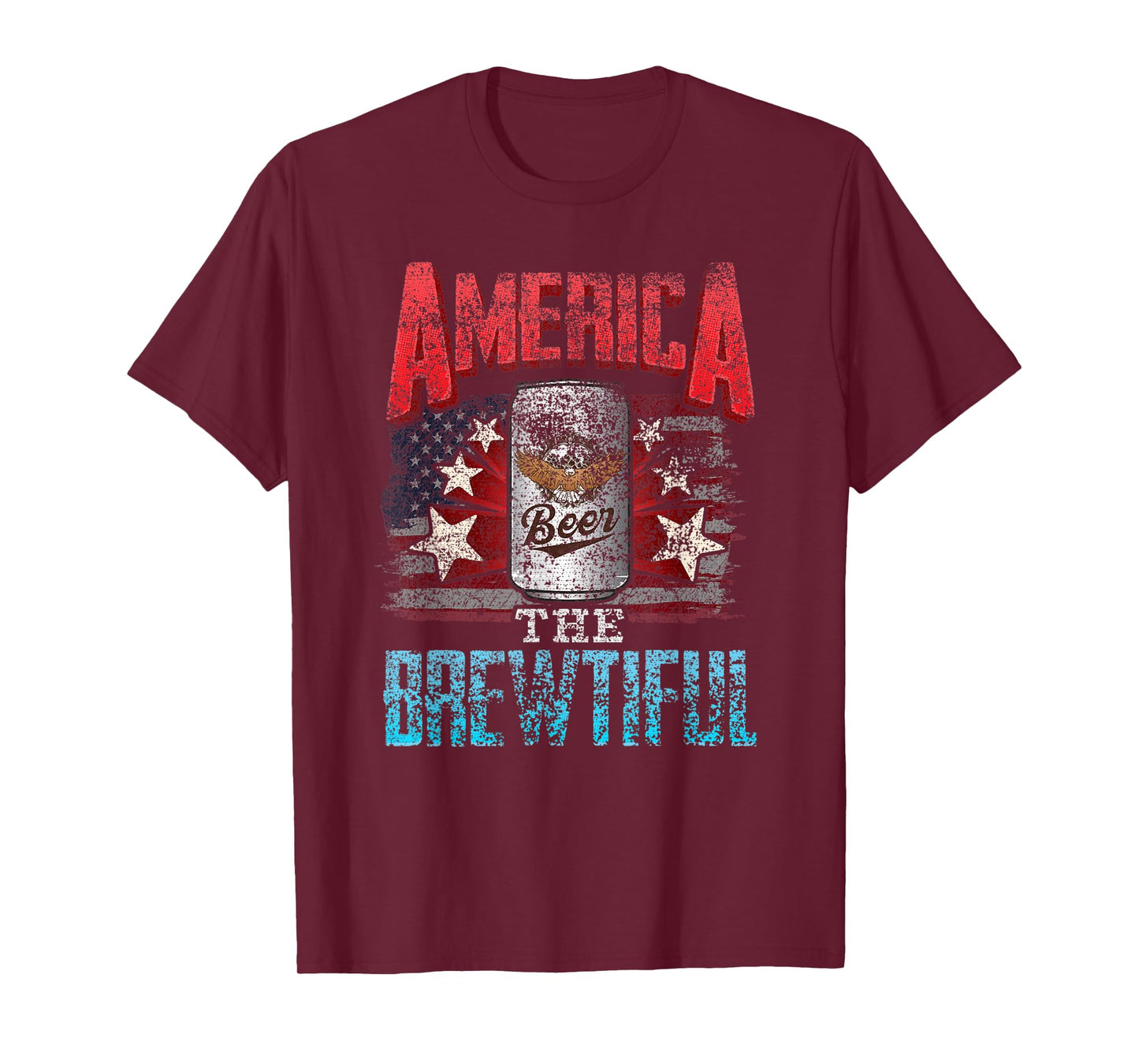 DISTRESSED USA AMERICA THE BREWTIFUL 4th of July American Women Men T-Shirt