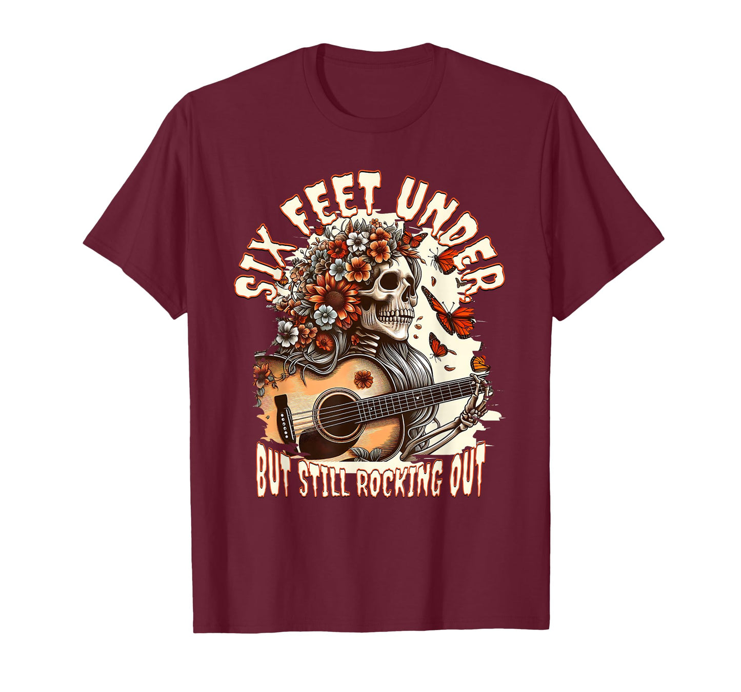 Still Rocking – Funny Skeleton Guitar Halloween Design T-Shirt
