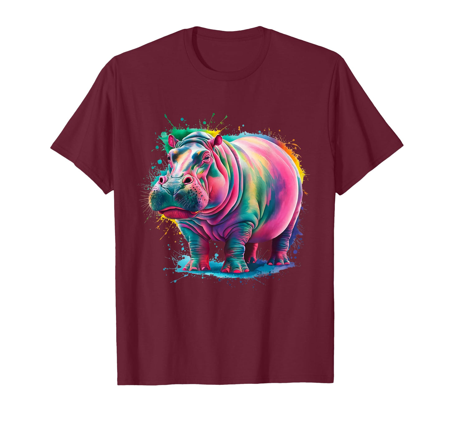 Hippo Men Woman Colorful Watercolor Hippo T-Shirt