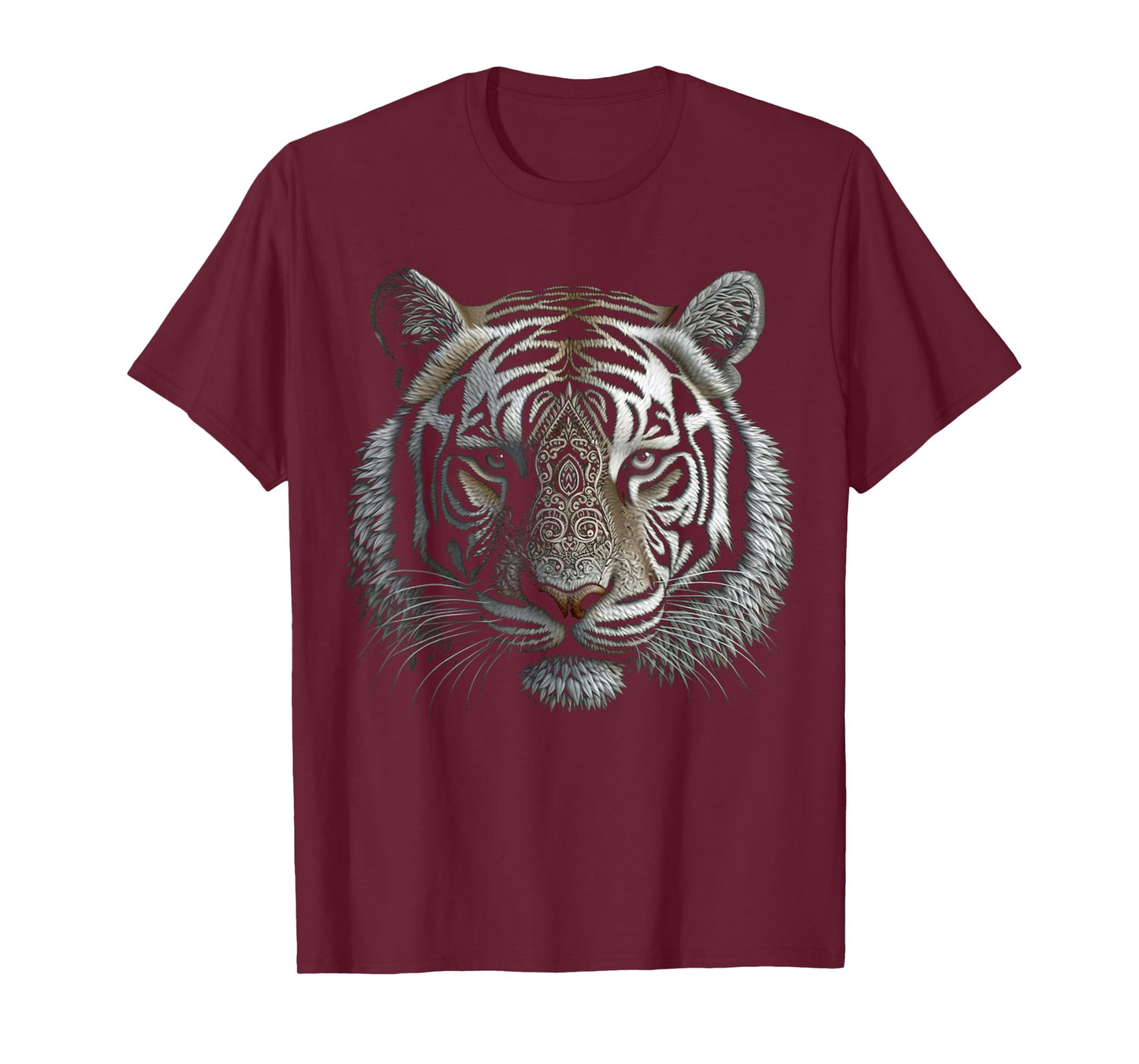 White Tiger Artwork - Mandala Animal Art Tiger T-Shirt