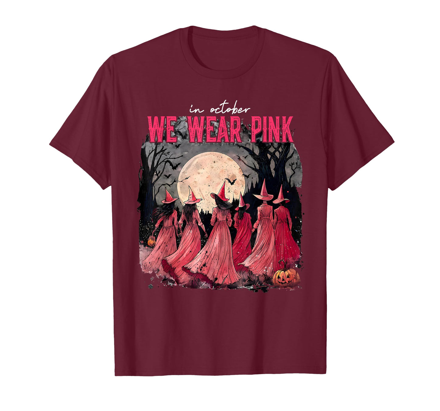 Breast Cancer Women Halloween in October We Wear Pink T-Shirt